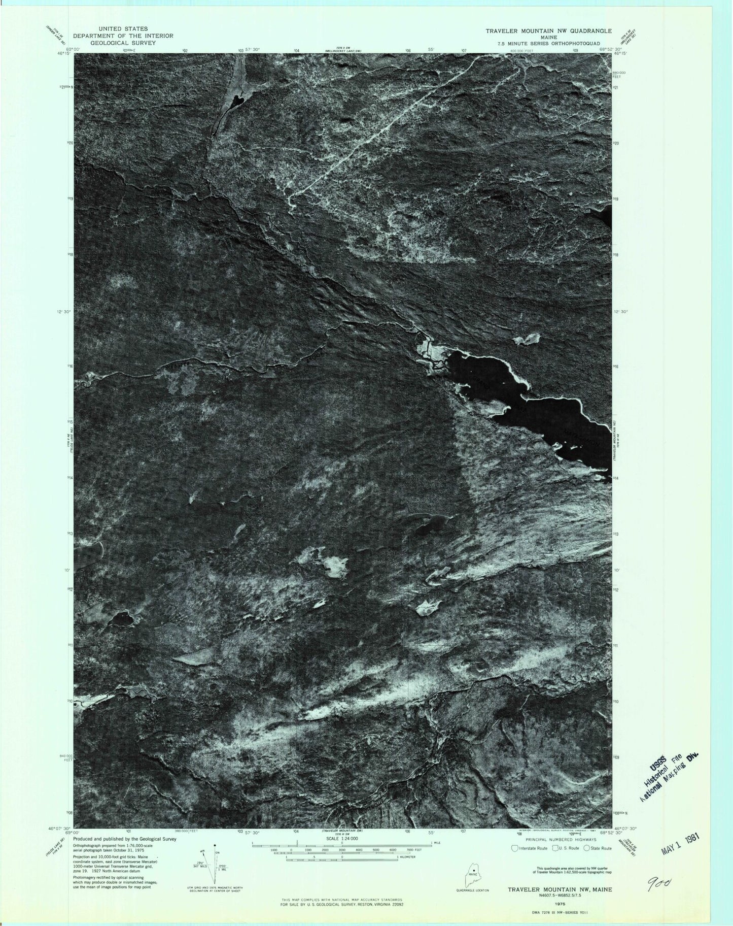 Classic USGS Frost Pond Maine 7.5'x7.5' Topo Map Image