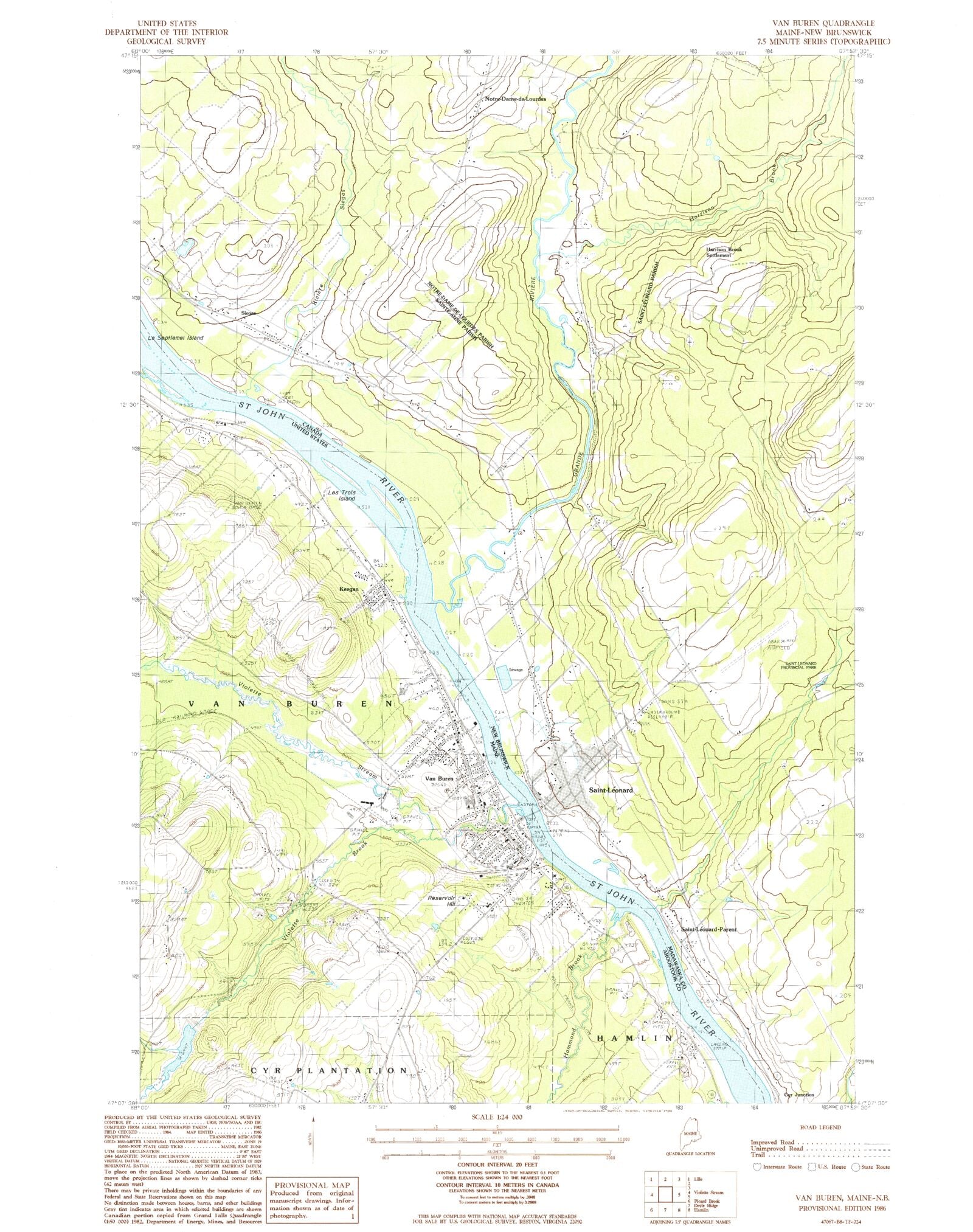 Classic USGS Van Buren Maine 7.5'x7.5' Topo Map – MyTopo Map Store