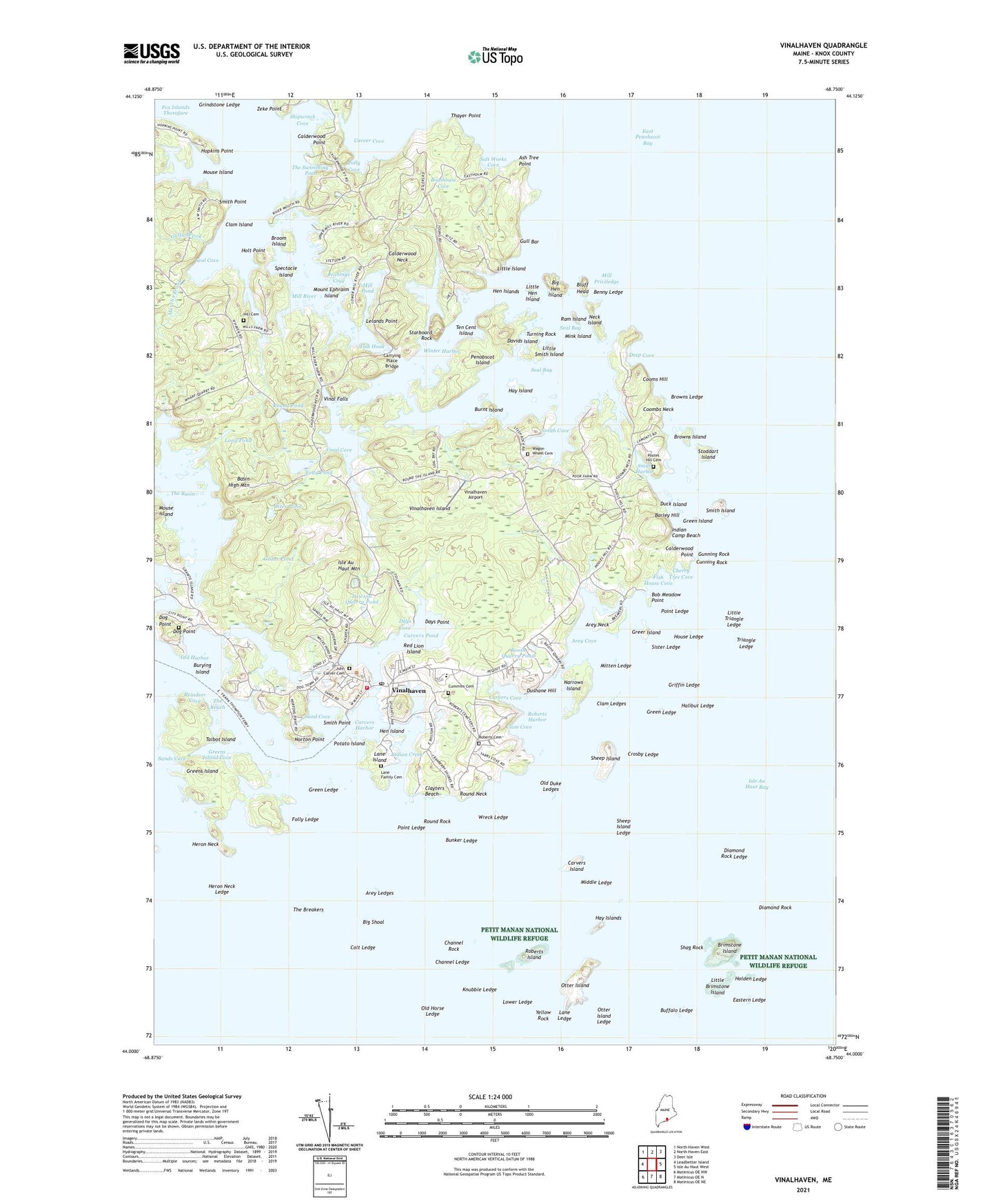 Vinalhaven Maine US Topo Map Image