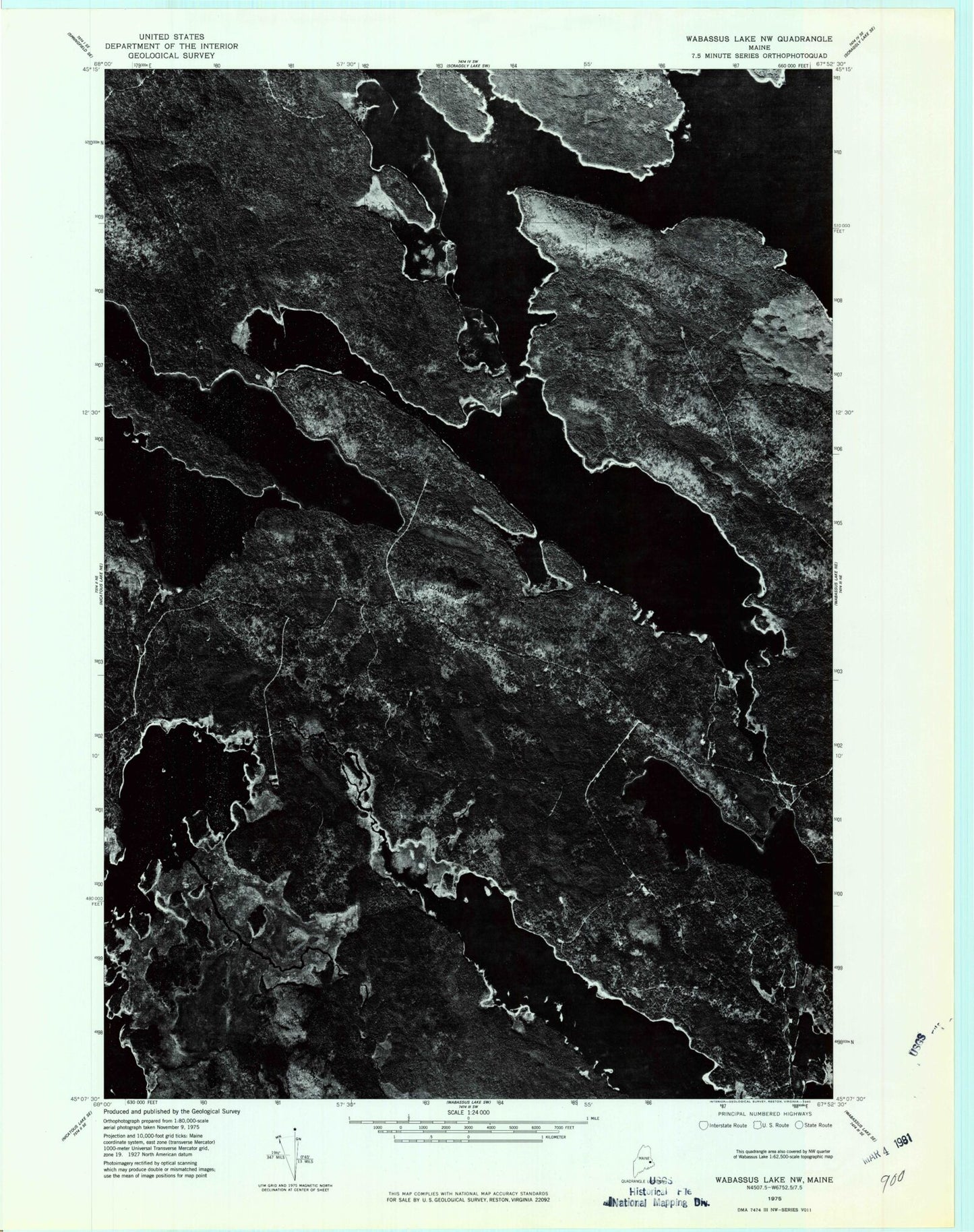 Classic USGS Dark Cove Mountain Maine 7.5'x7.5' Topo Map Image