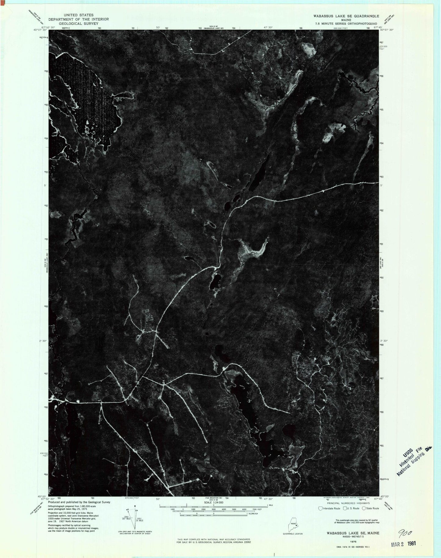Classic USGS Monroe Lake Maine 7.5'x7.5' Topo Map Image