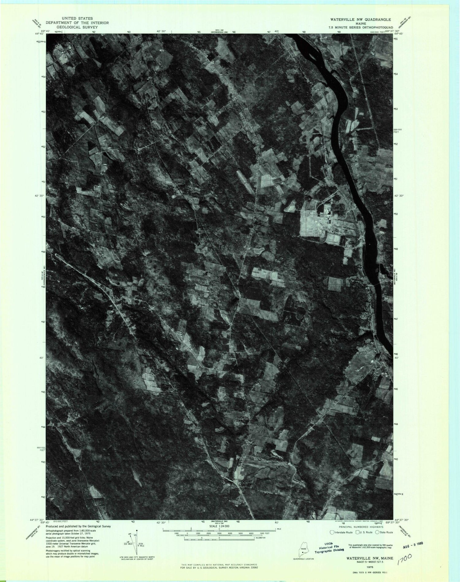 Classic USGS Hinckley Maine 7.5'x7.5' Topo Map Image