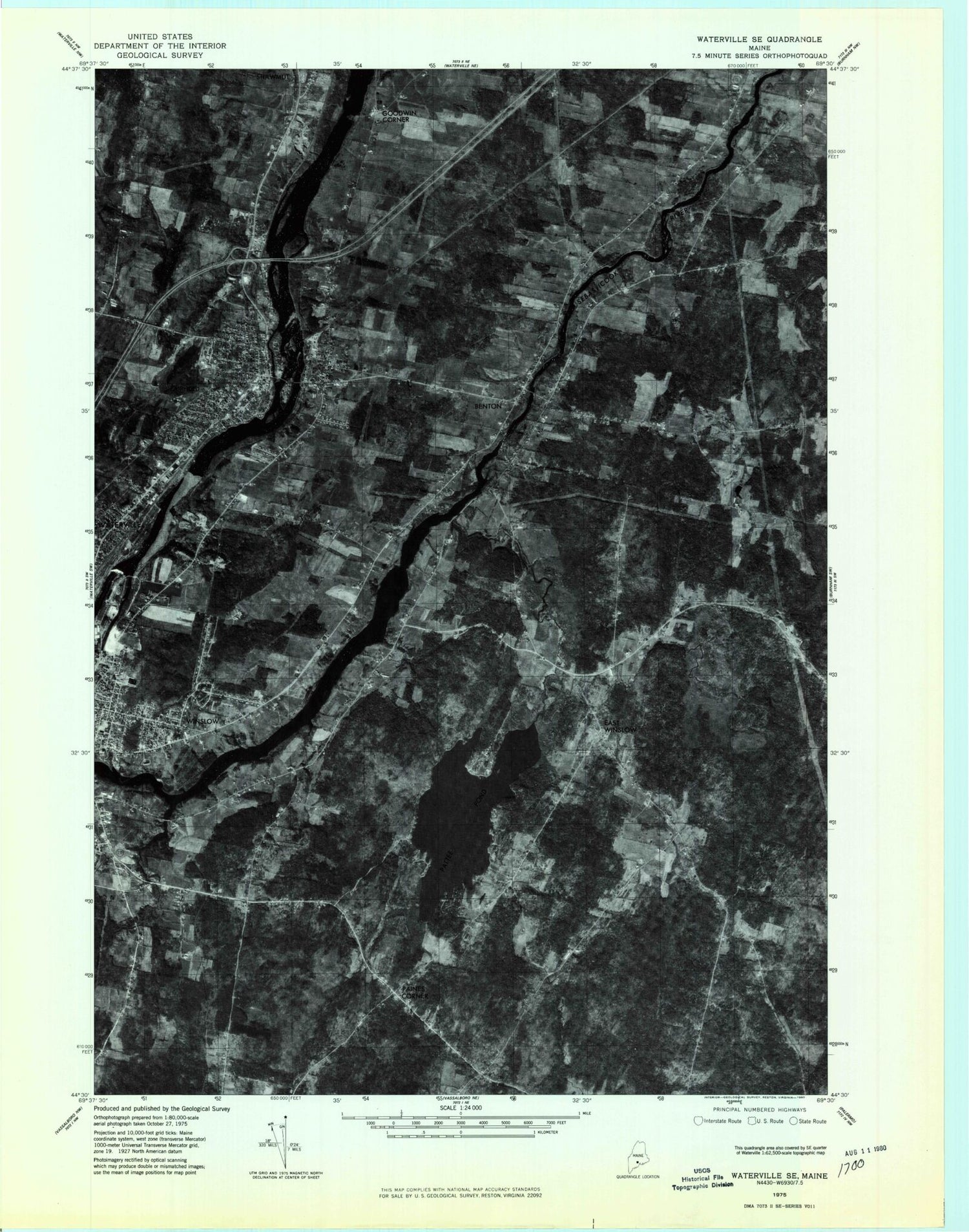 Classic USGS Fairfield Maine 7.5'x7.5' Topo Map Image