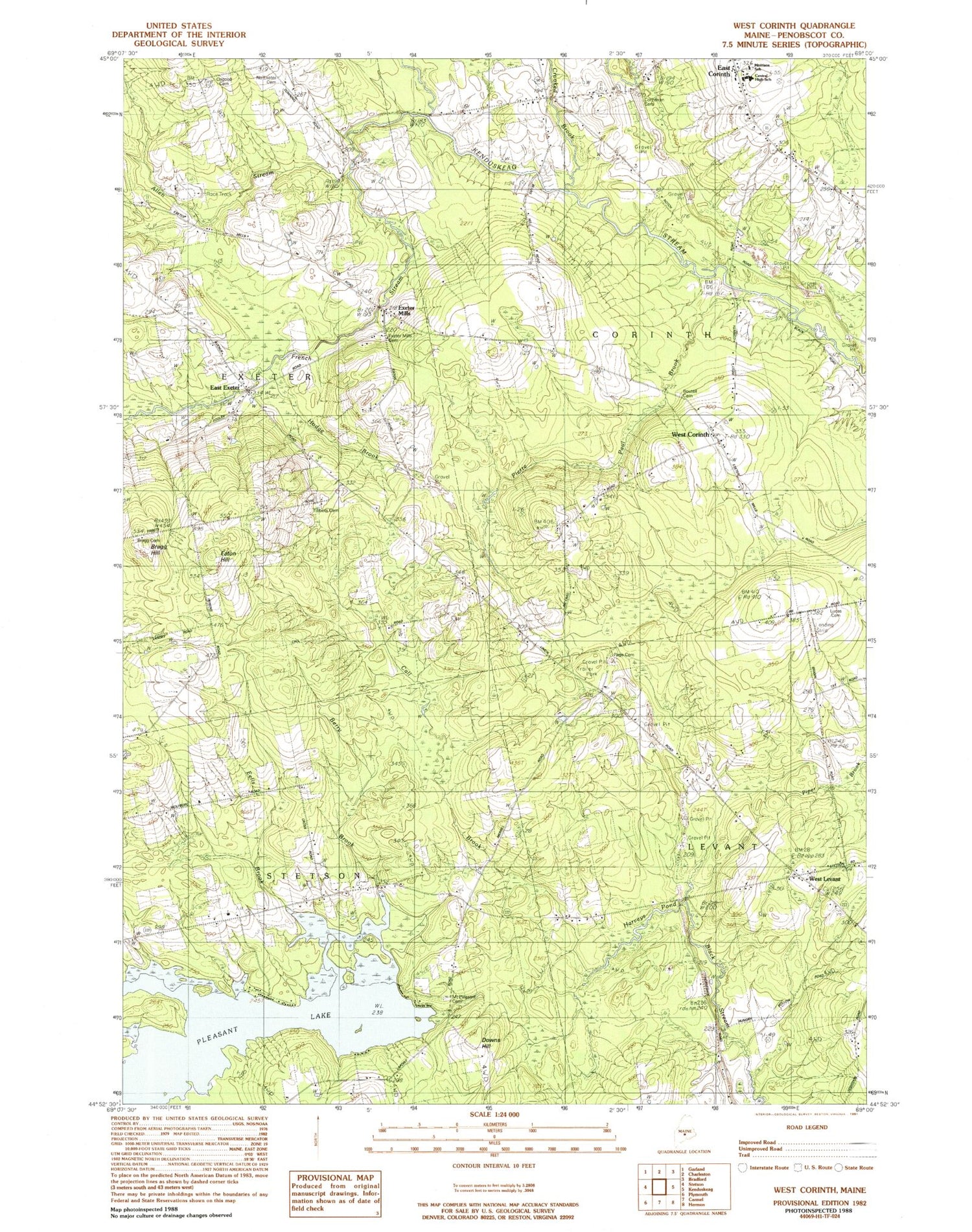 Classic USGS West Corinth Maine 7.5'x7.5' Topo Map Image