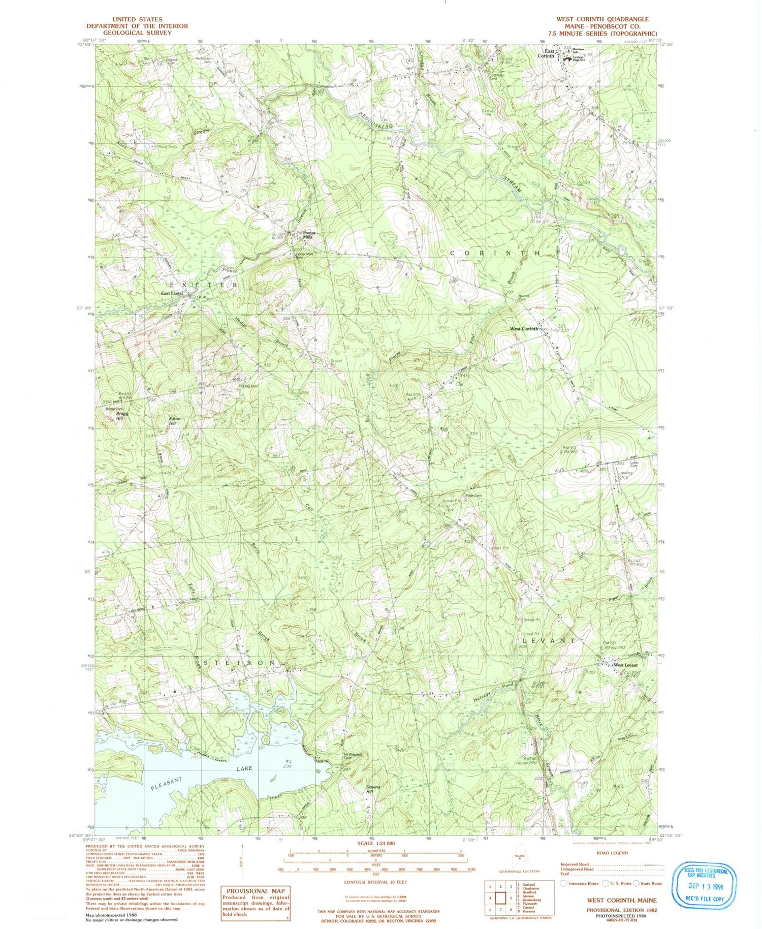 Classic USGS West Corinth Maine 7.5'x7.5' Topo Map Image