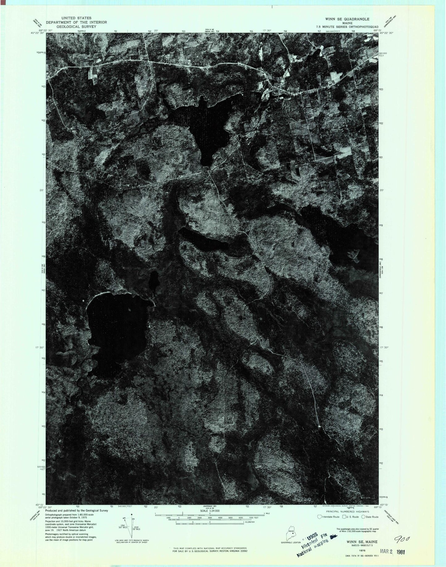 Classic USGS Lee Maine 7.5'x7.5' Topo Map Image