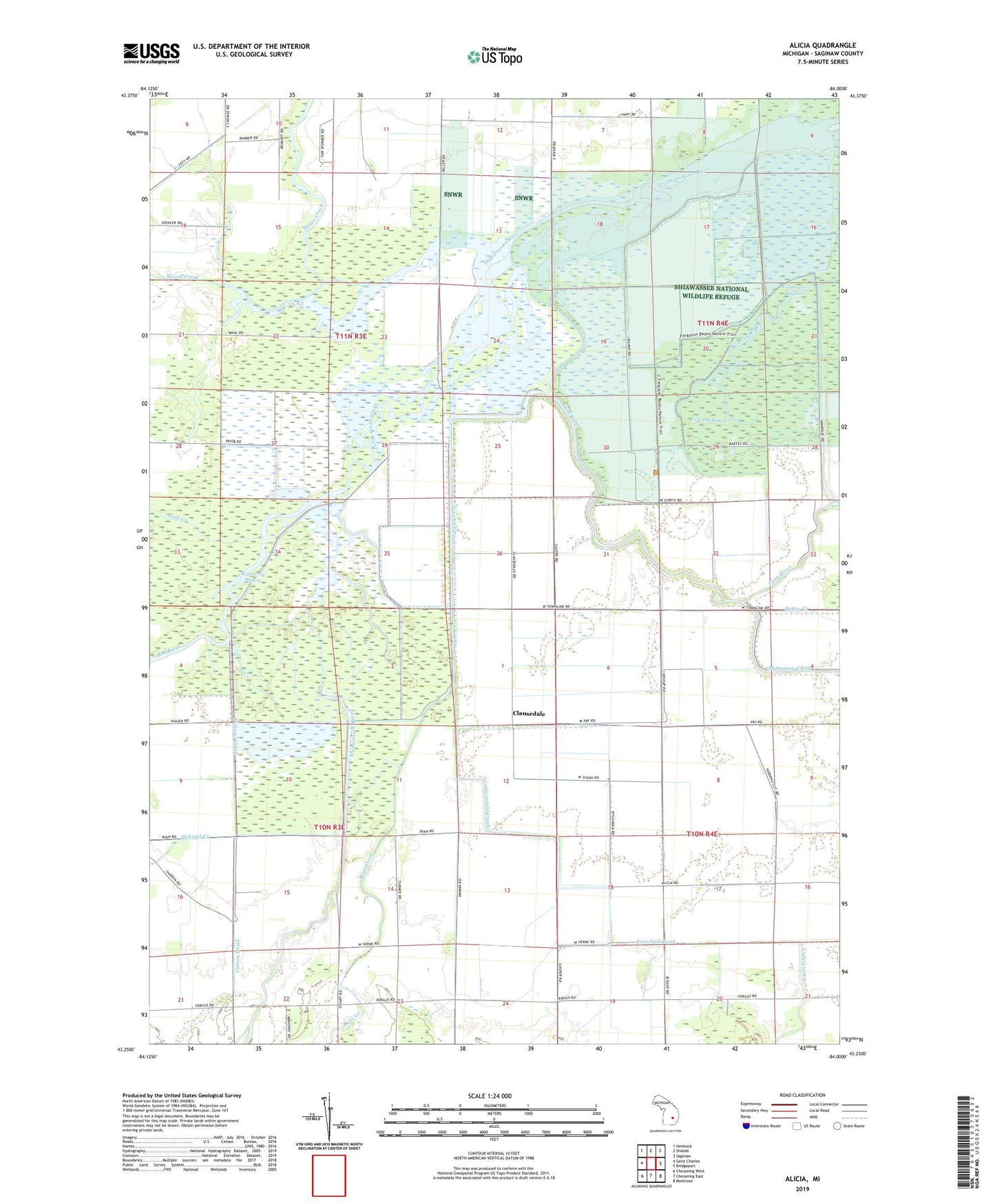 Alicia Michigan US Topo Map Image