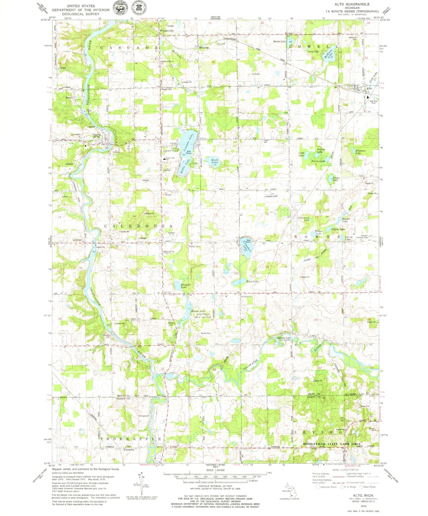 Classic USGS Alto Michigan 7.5'x7.5' Topo Map Image