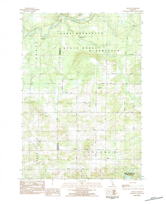 Classic USGS Arlene Michigan 7.5'x7.5' Topo Map Image
