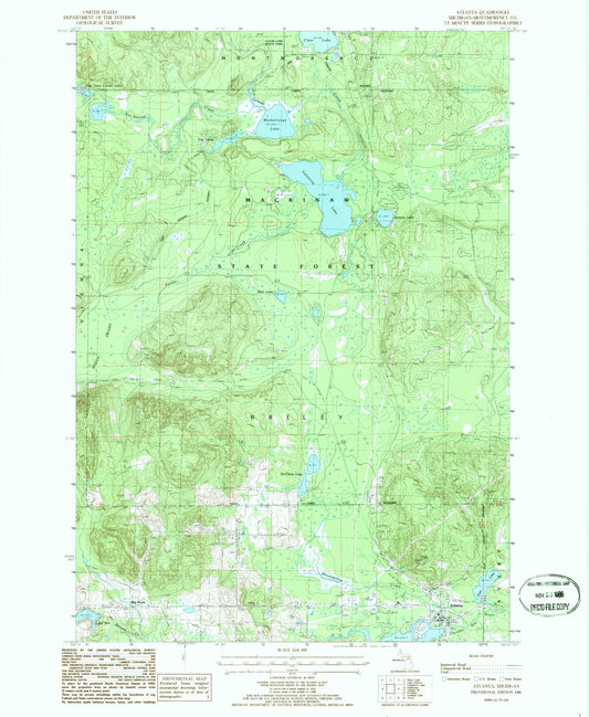 Classic USGS Atlanta Michigan 7.5'x7.5' Topo Map Image