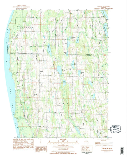 Classic USGS Atwood Michigan 7.5'x7.5' Topo Map Image