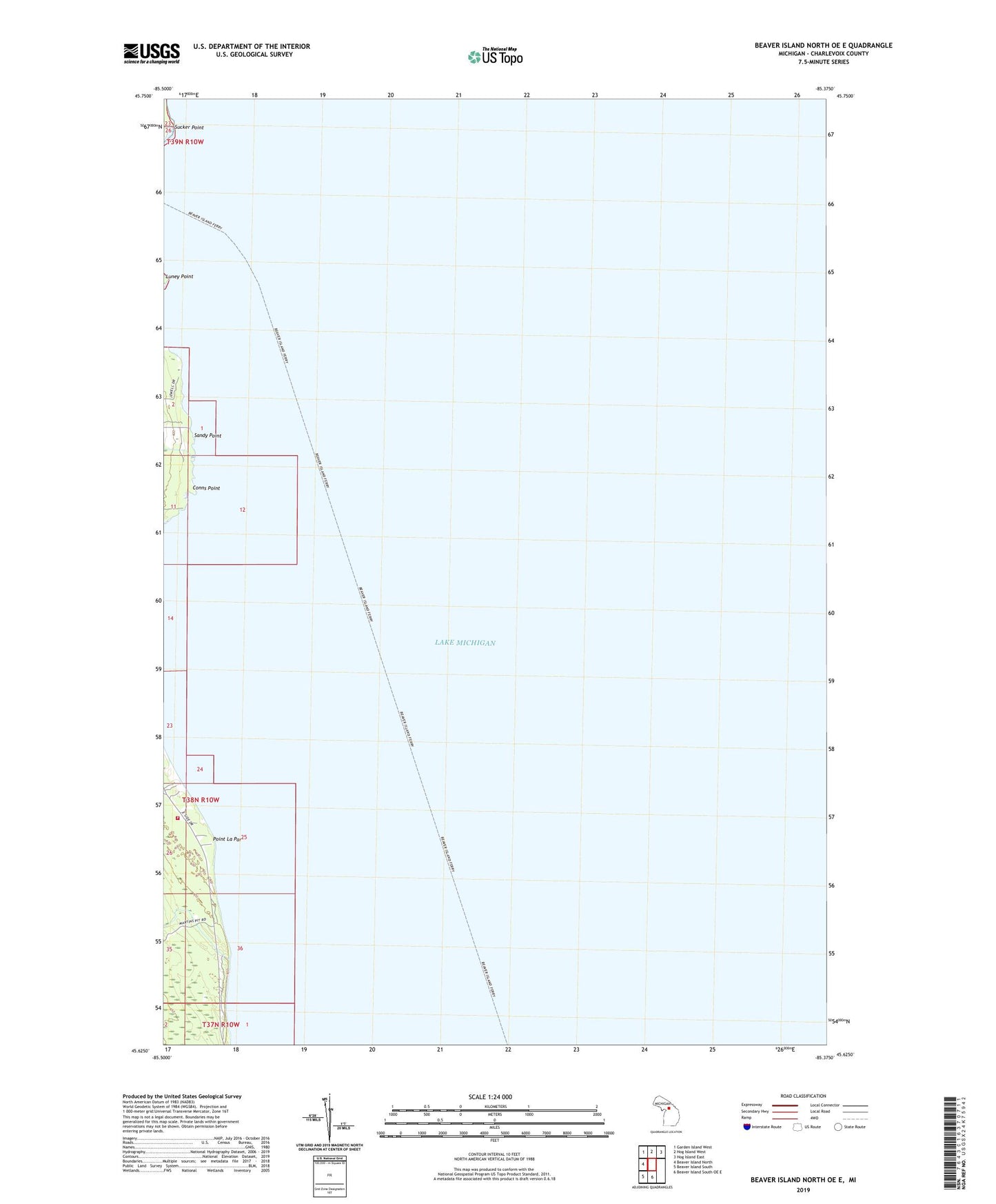 Beaver Island North OE E Michigan US Topo Map Image