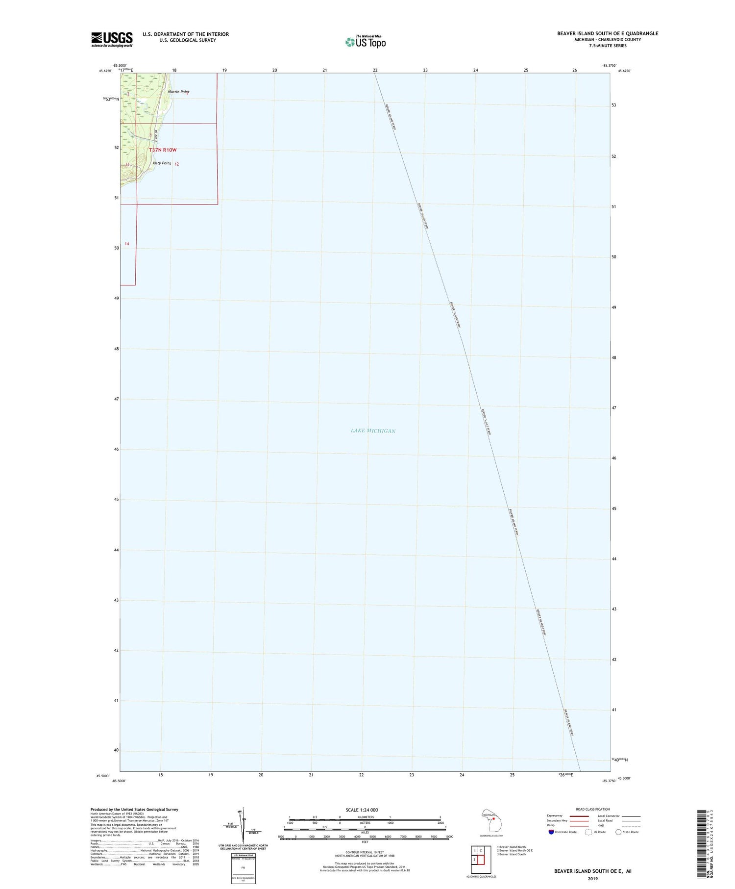 Beaver Island South OE E Michigan US Topo Map Image