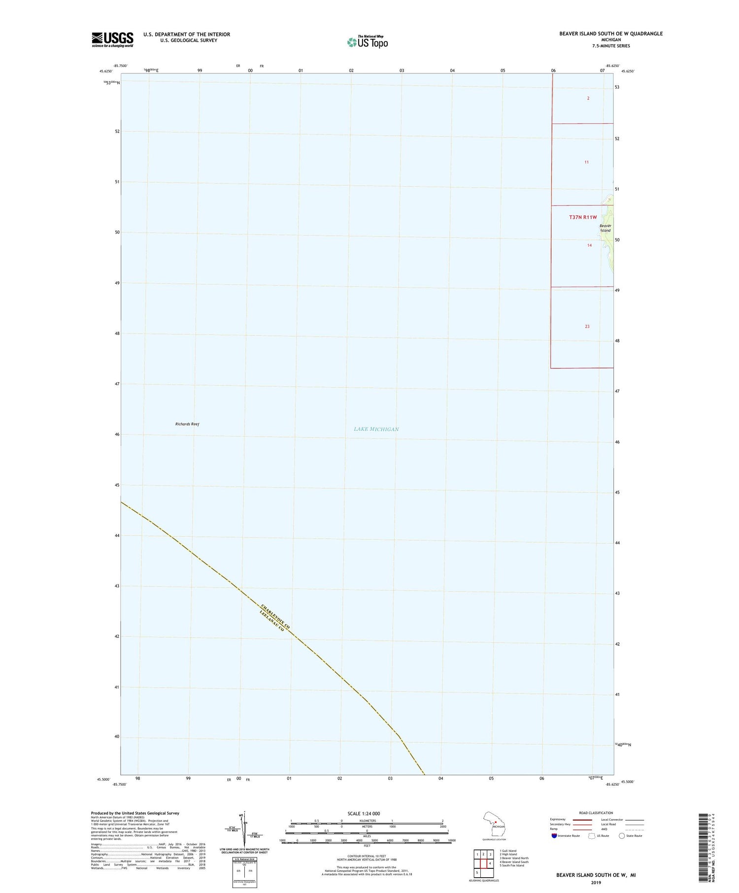 Beaver Island South OE W Michigan US Topo Map Image