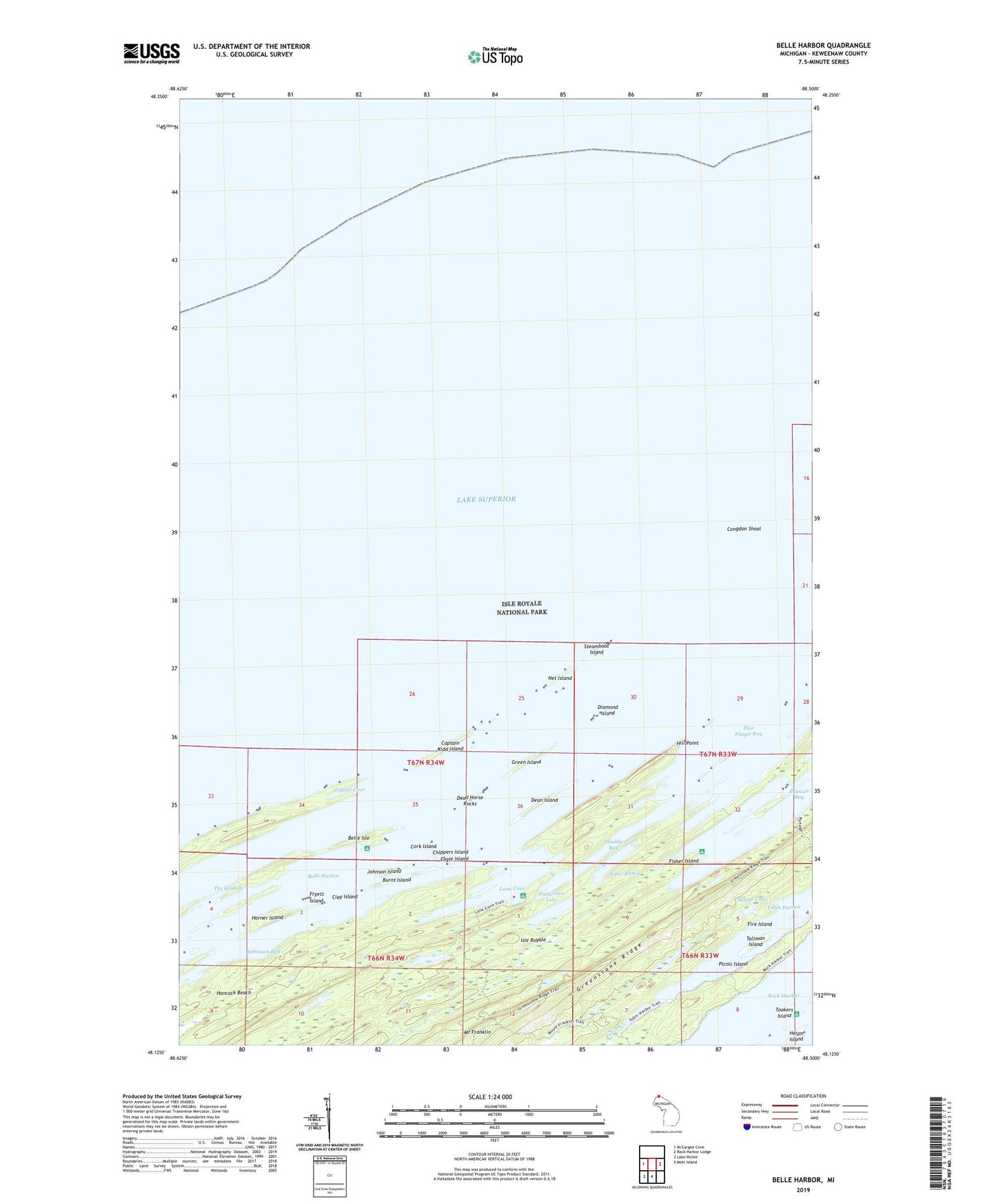 Belle Harbor Michigan US Topo Map Image