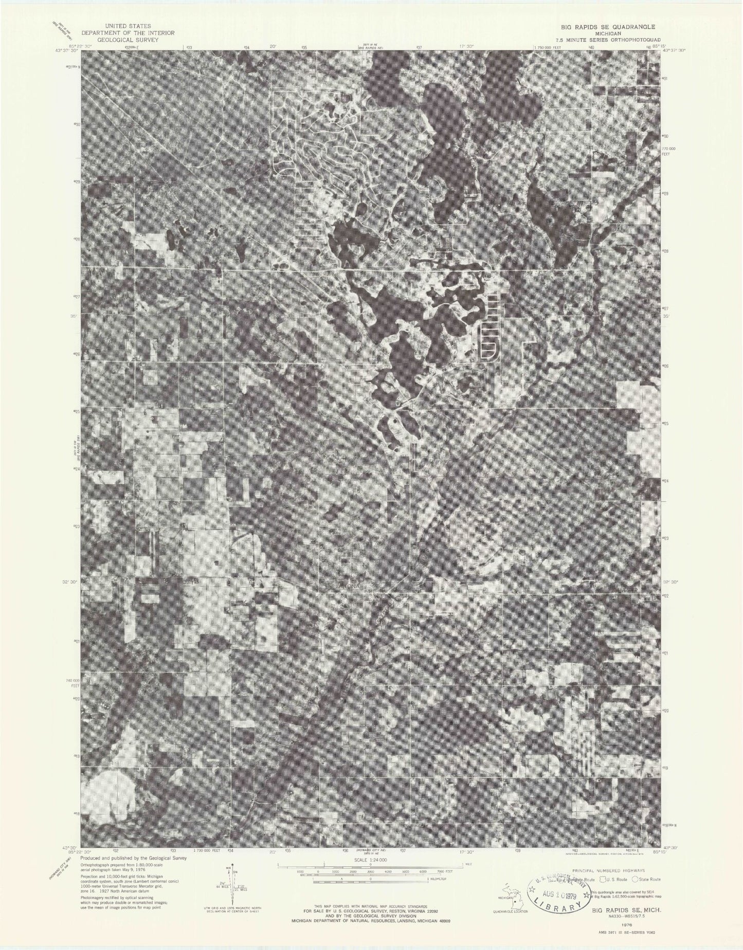 Classic USGS Altona Michigan 7.5'x7.5' Topo Map Image