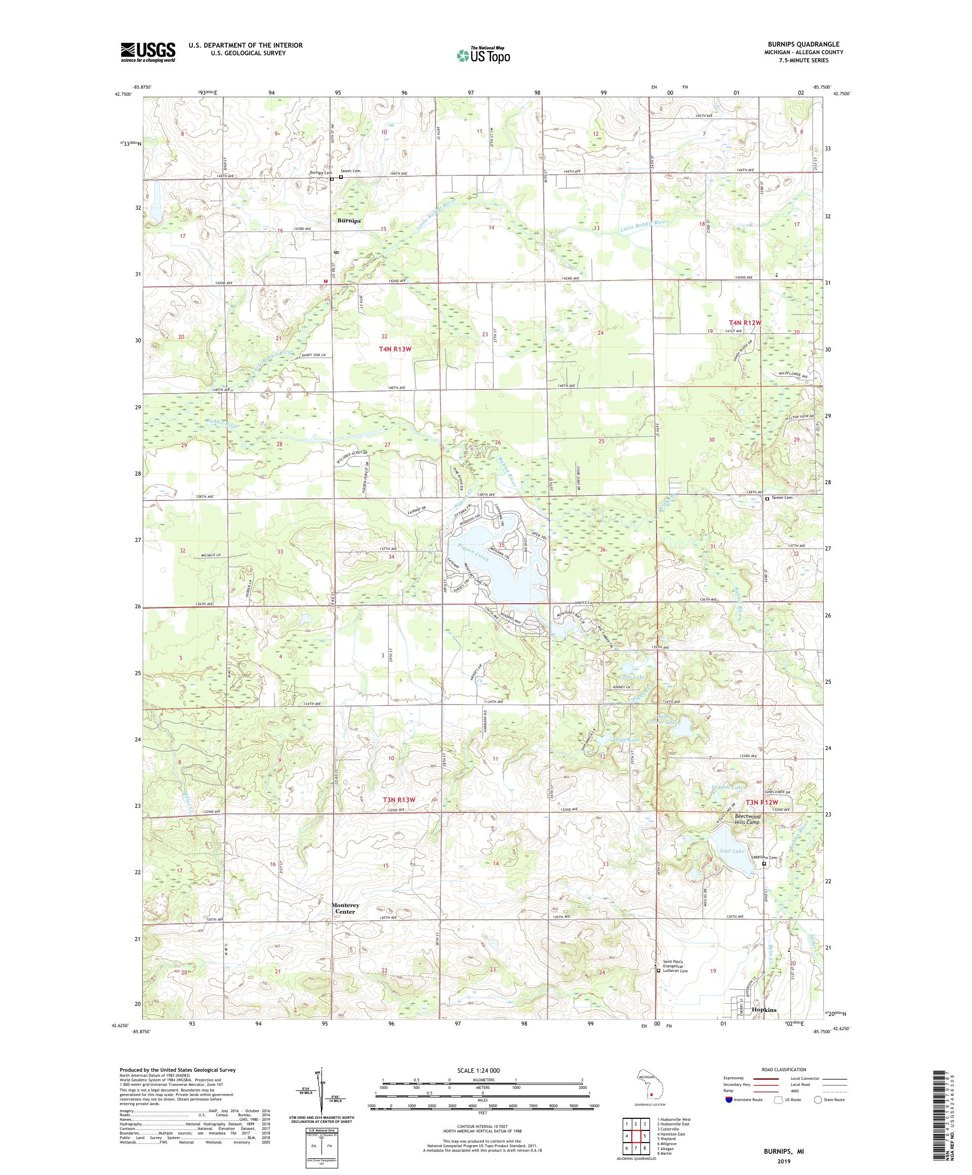 Burnips Michigan US Topo Map – MyTopo Map Store