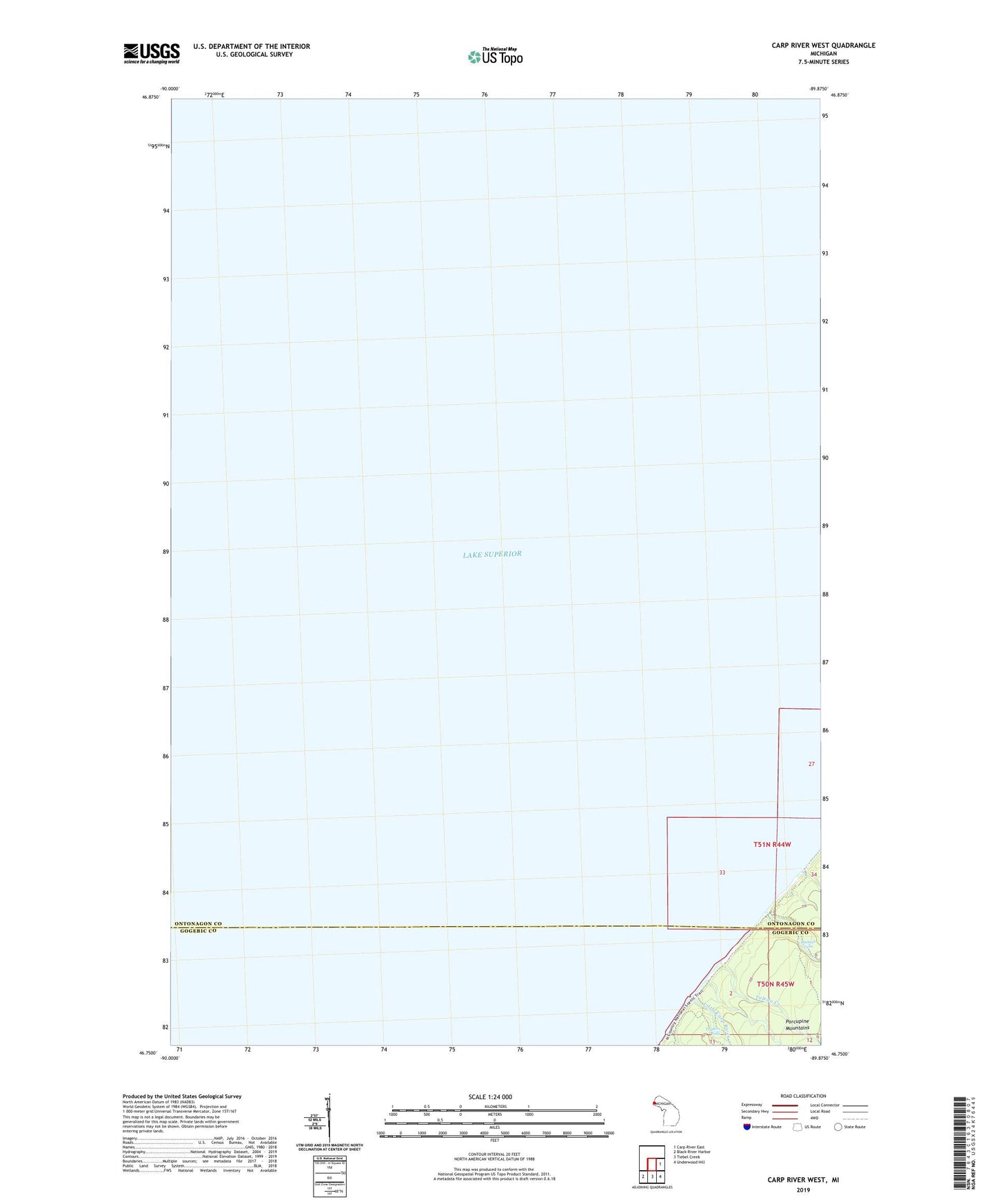 Carp River West Michigan US Topo Map Image