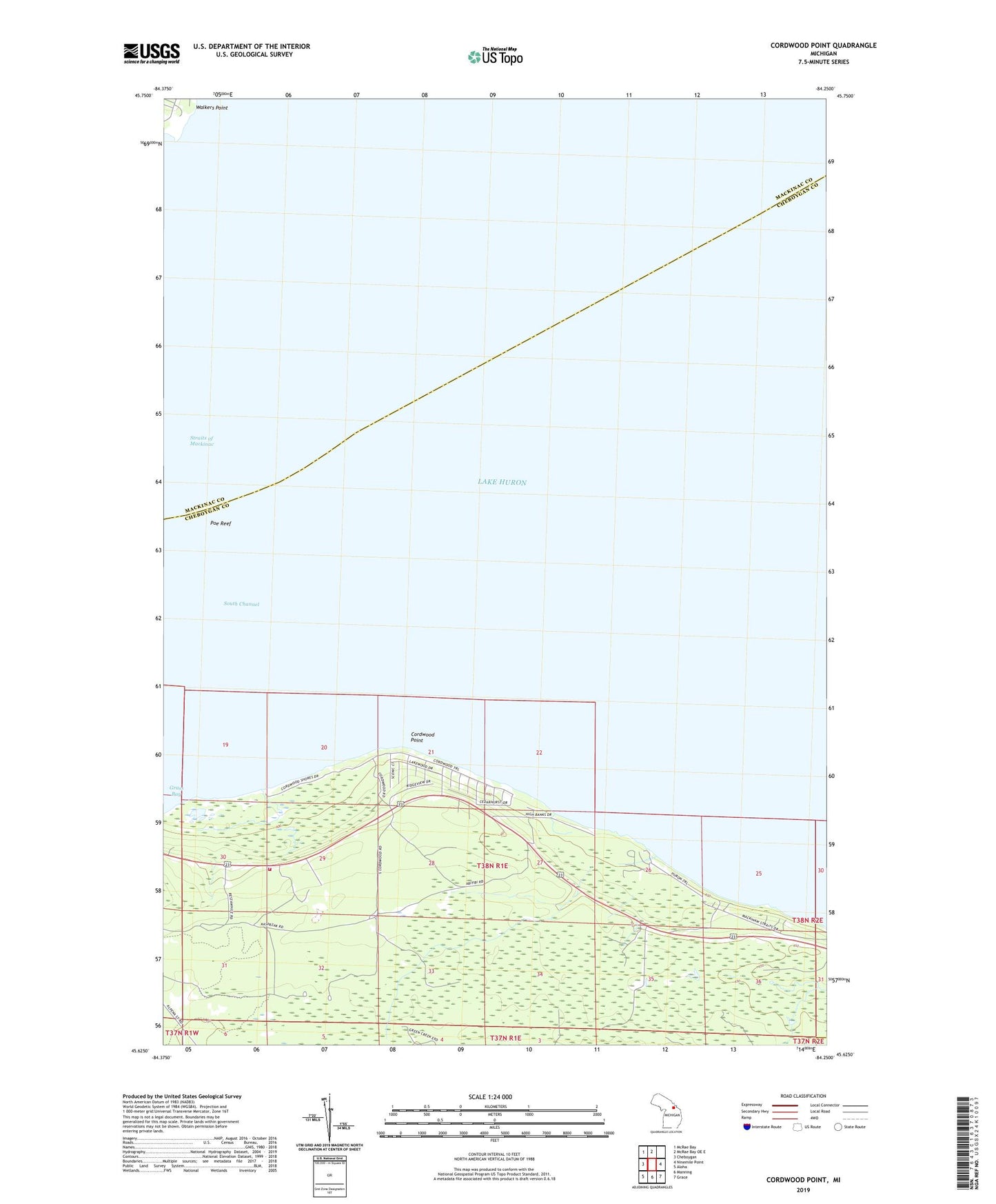 Cordwood Point Michigan US Topo Map Image