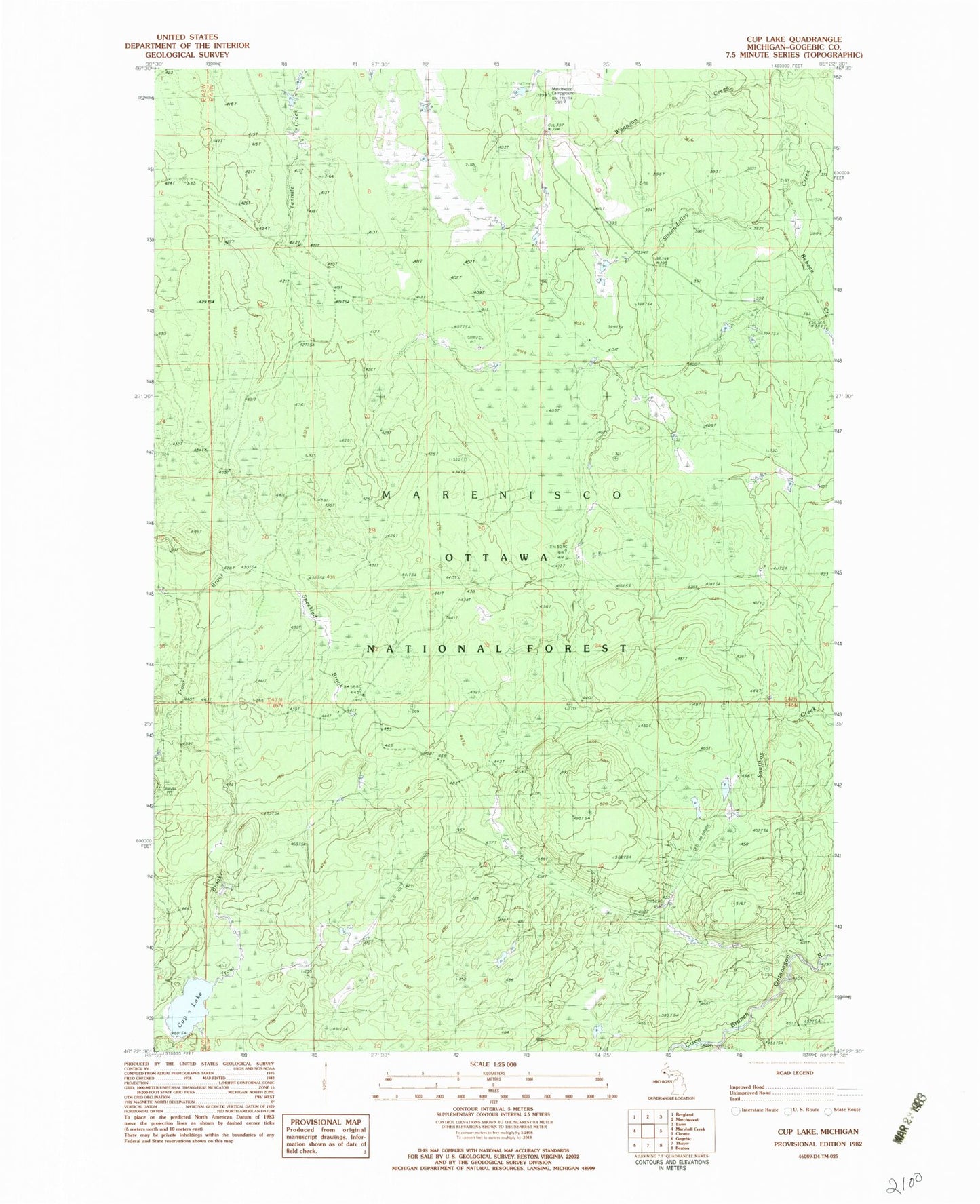 Classic USGS Cup Lake Michigan 7.5'x7.5' Topo Map Image