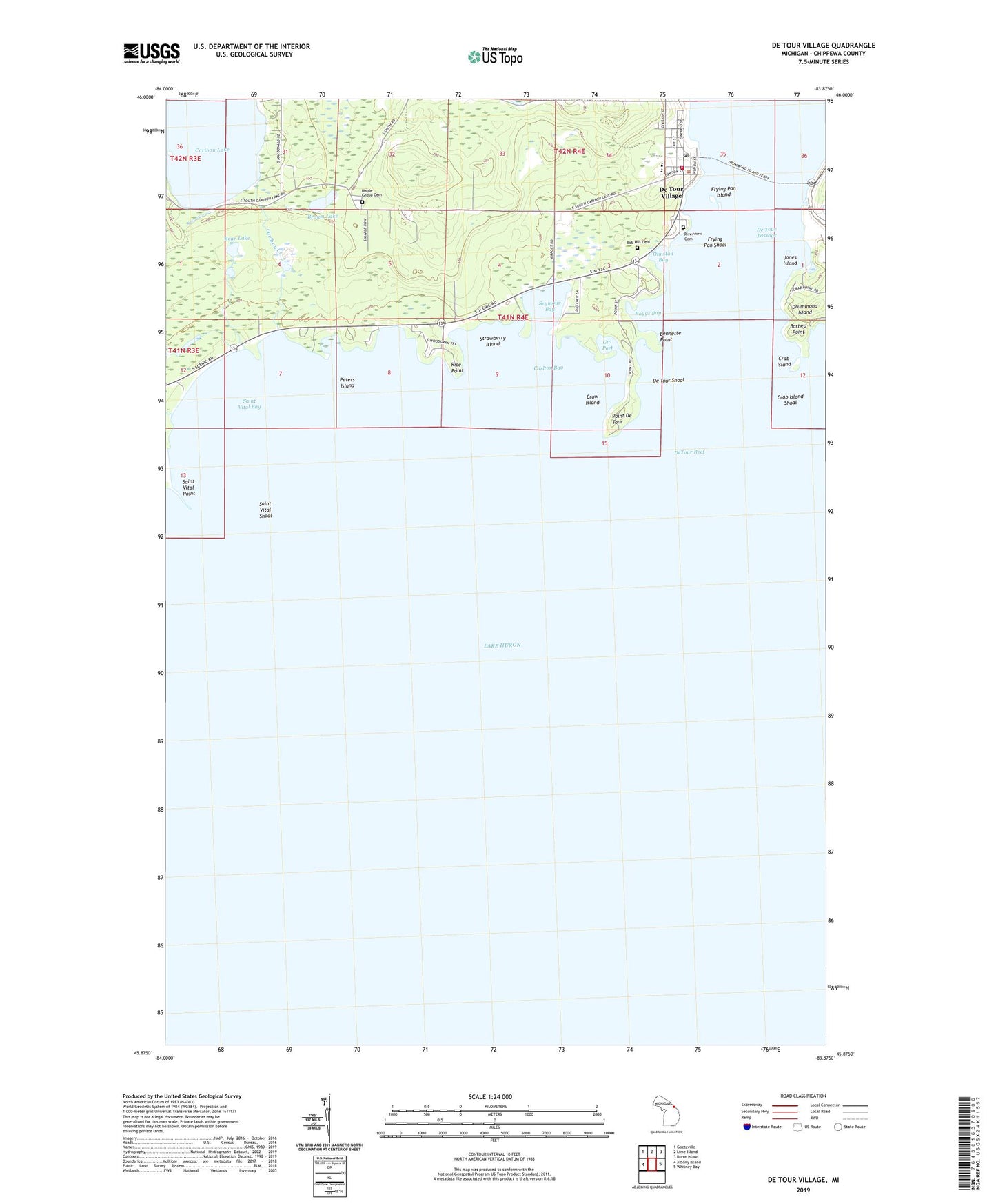 De Tour Village Michigan US Topo Map Image