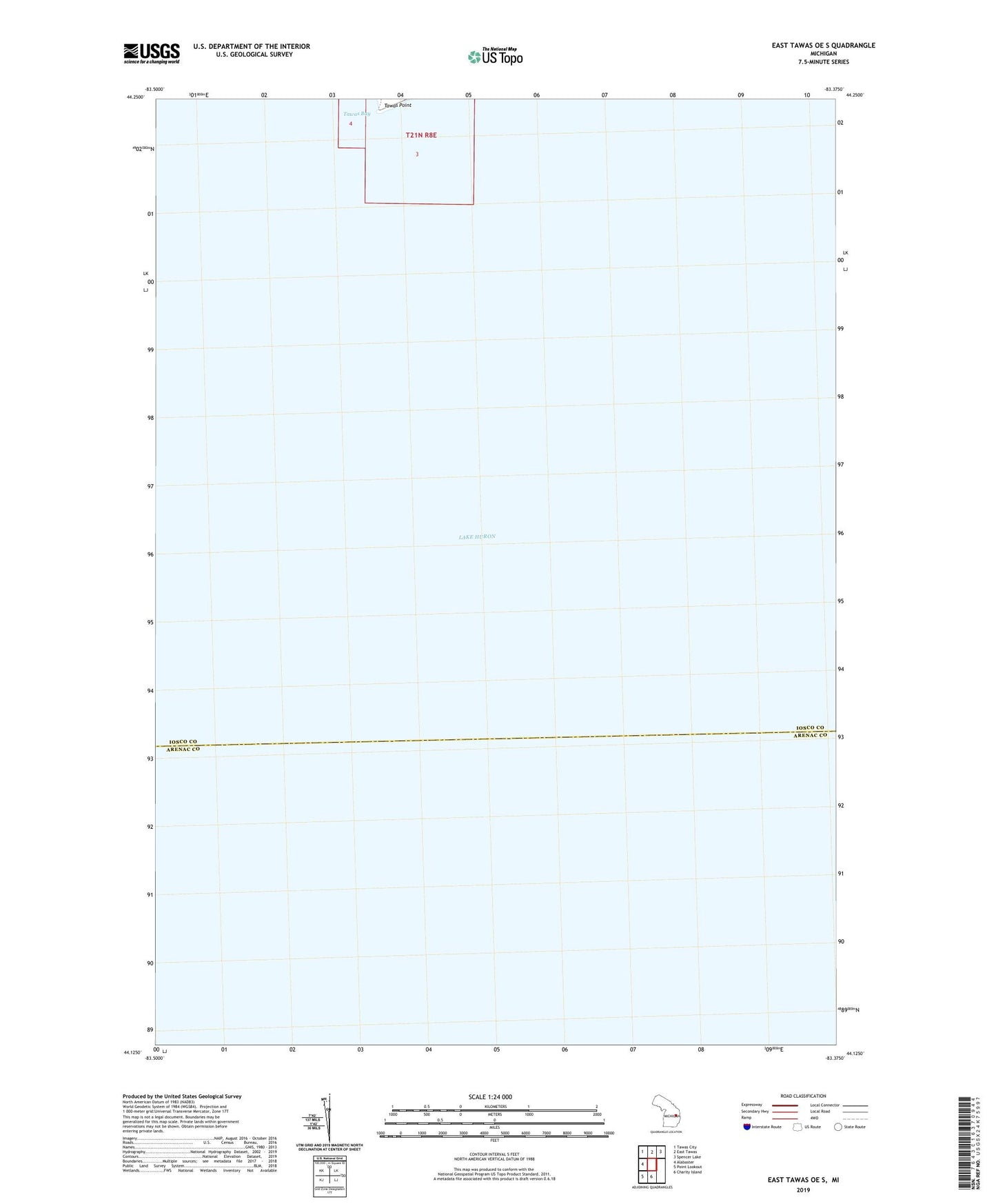 East Tawas OE S Michigan US Topo Map Image