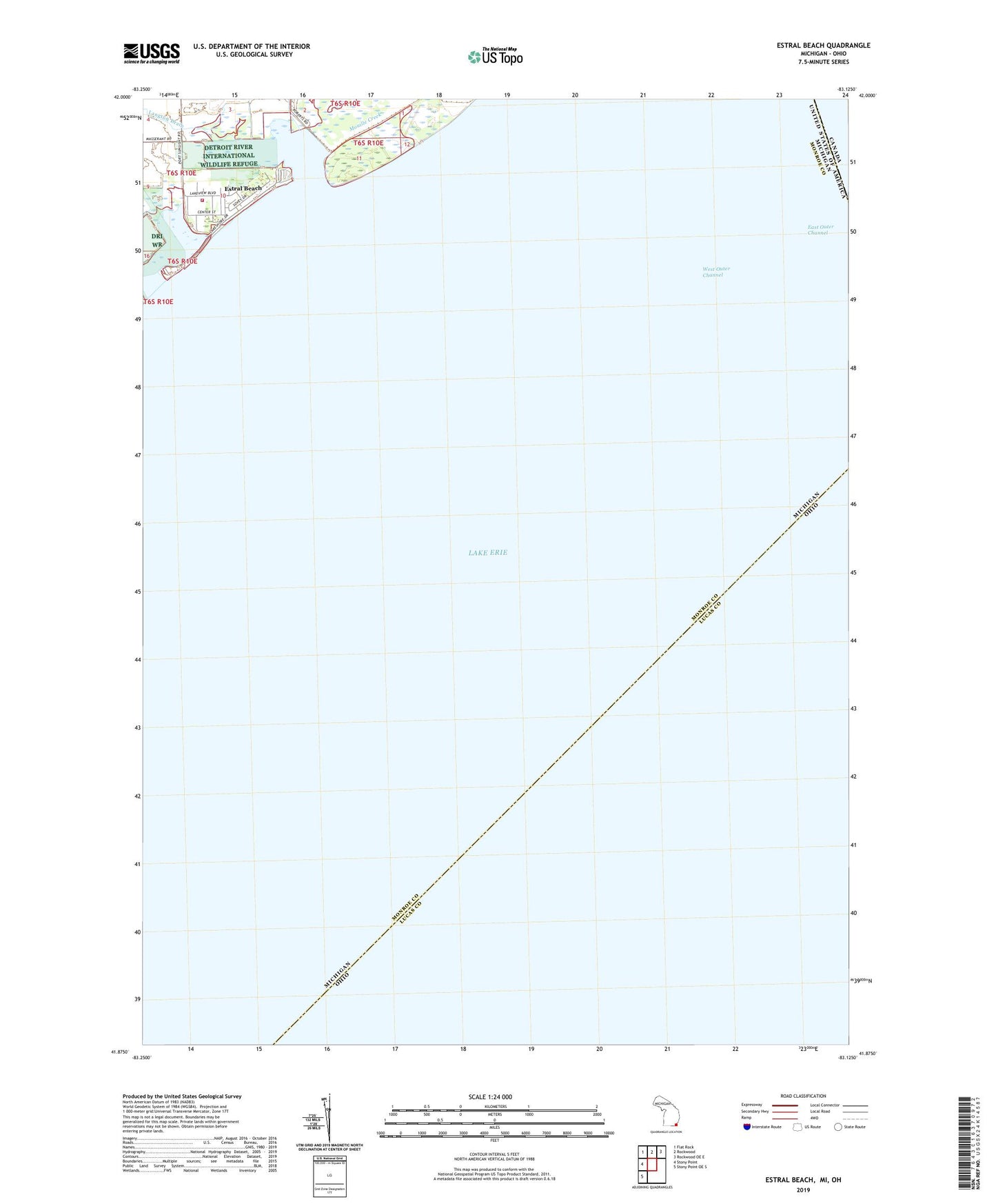 Estral Beach Michigan US Topo Map Image