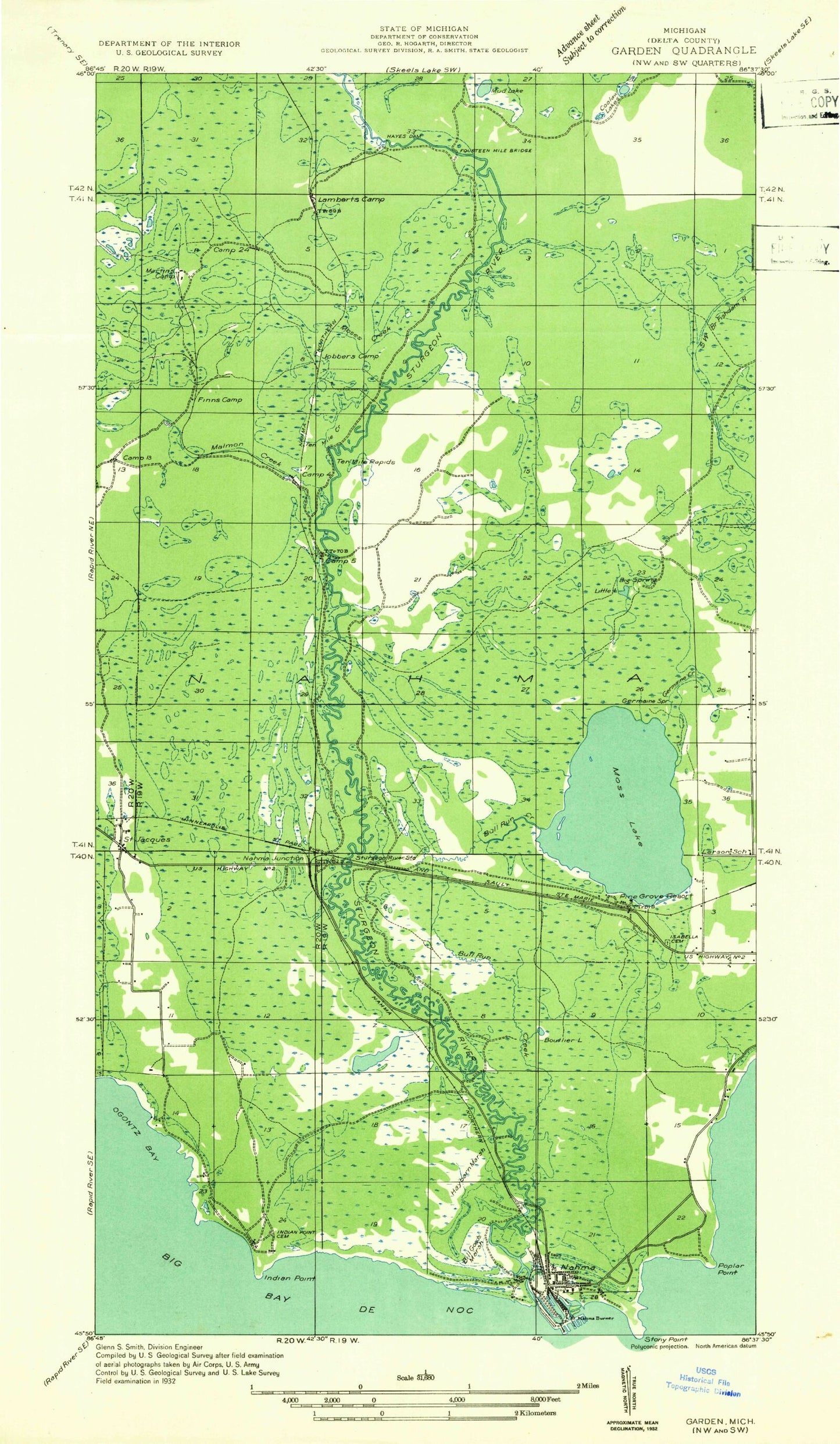 Classic USGS Saint Jacques Michigan 7.5'x7.5' Topo Map Image