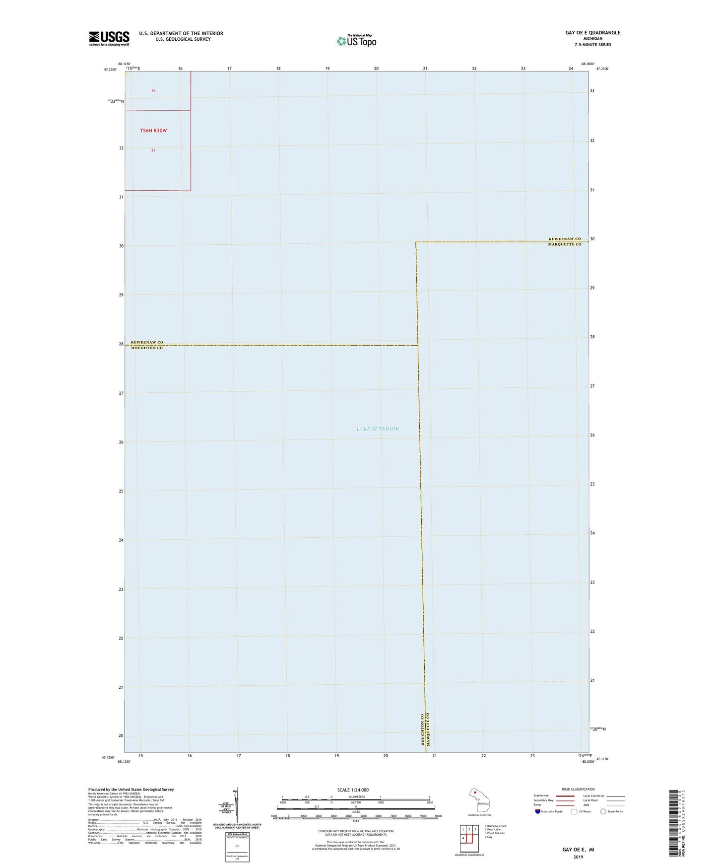 Gay OE E Michigan US Topo Map Image