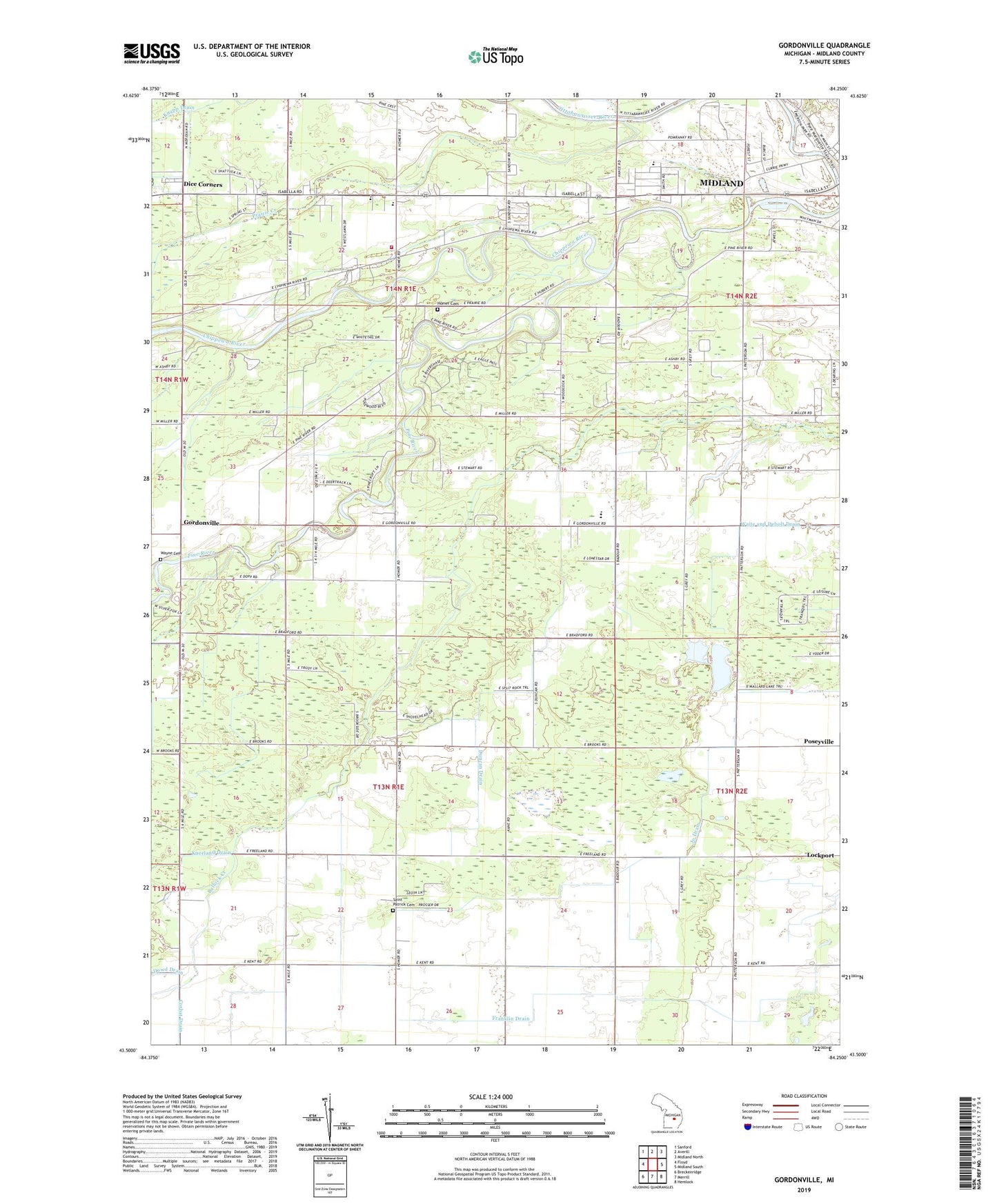 Gordonville Michigan US Topo Map Image