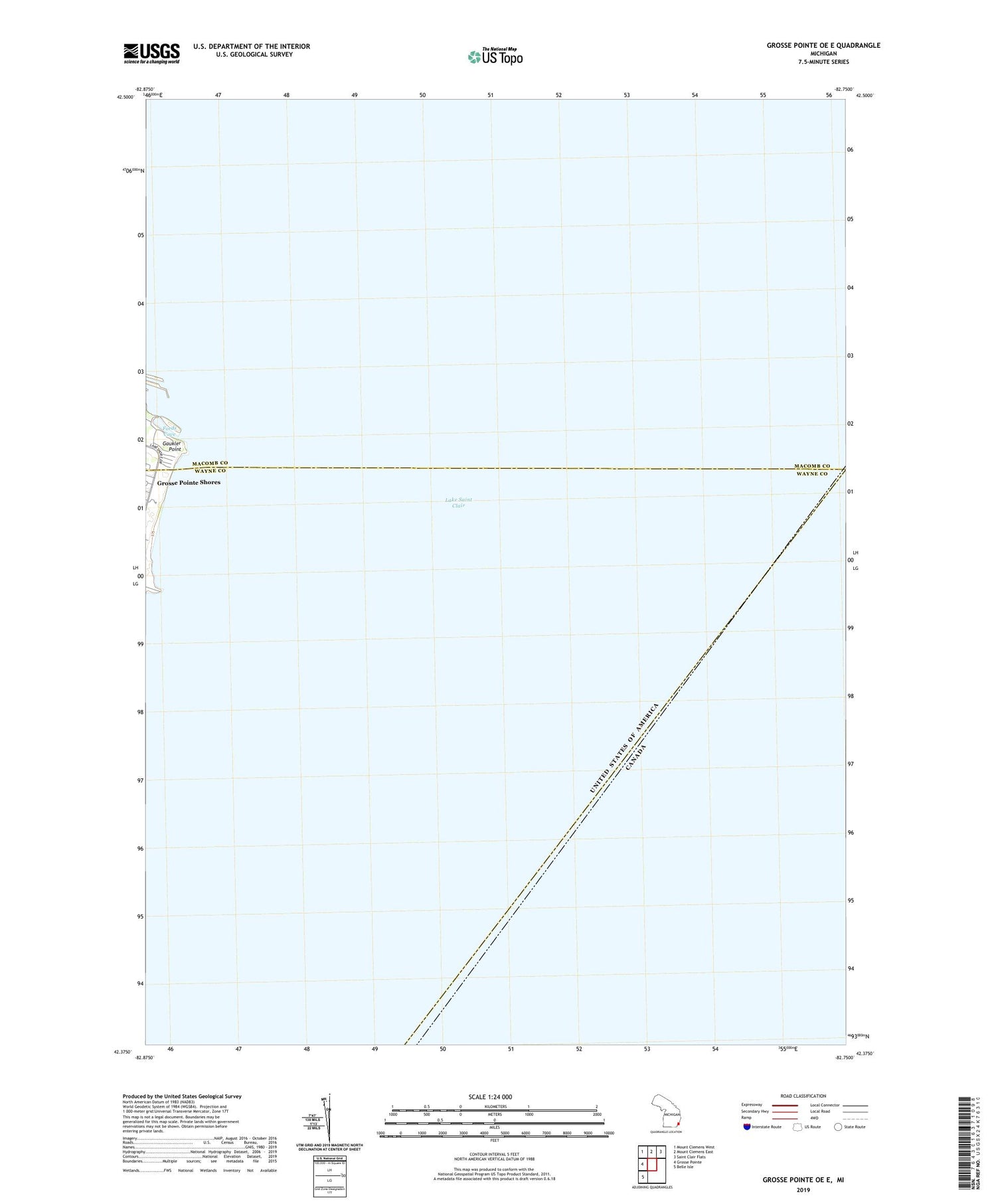 Grosse Pointe OE E Michigan US Topo Map Image