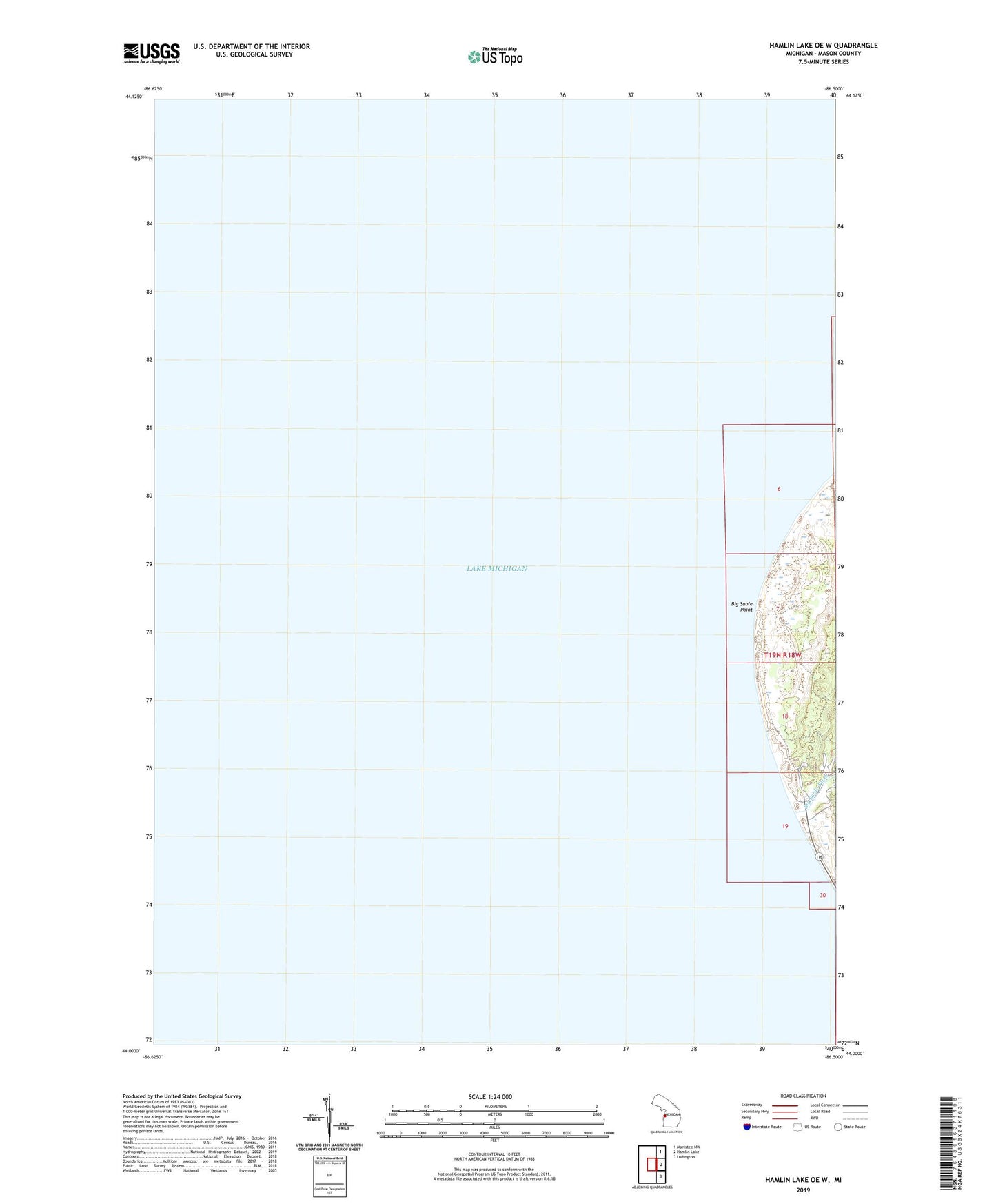Hamlin Lake OE W Michigan US Topo Map Image