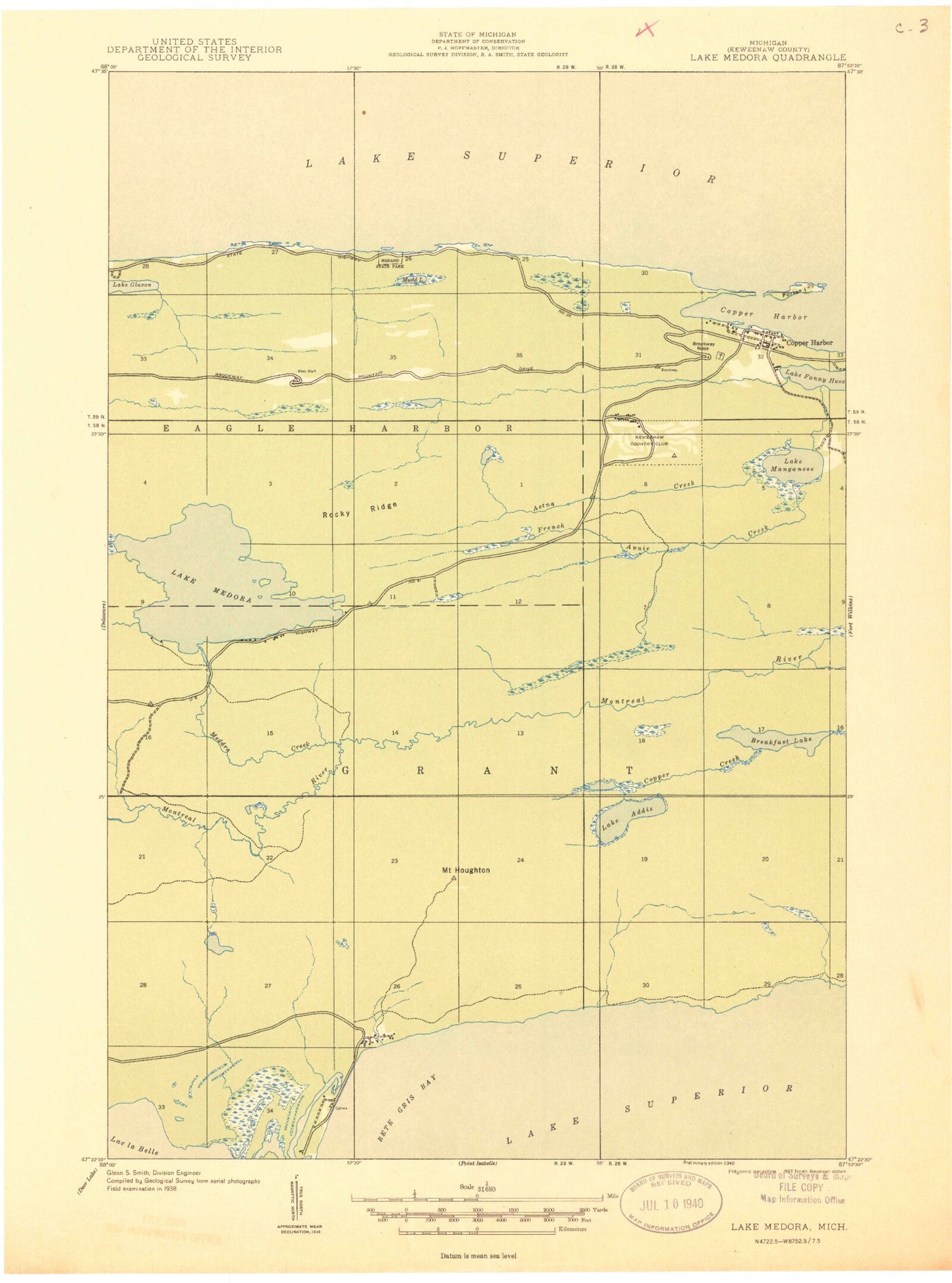 Classic USGS Lake Medora Michigan 7.5'x7.5' Topo Map Image