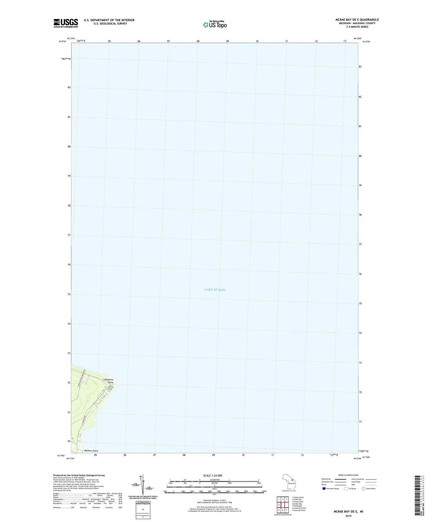 McRae Bay OE E Michigan US Topo Map Image