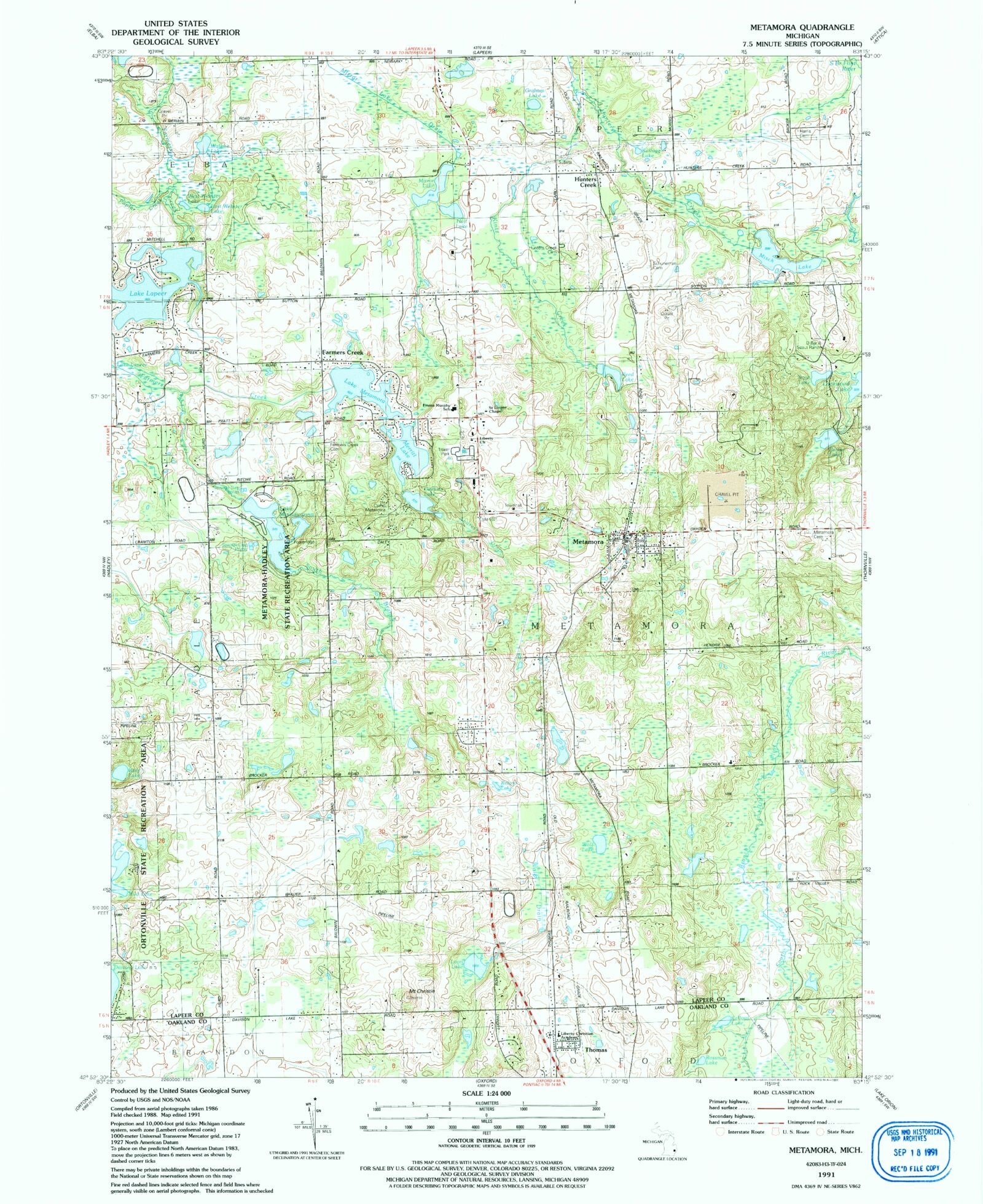 Classic USGS Metamora Michigan 7.5'x7.5' Topo Map – MyTopo Map Store