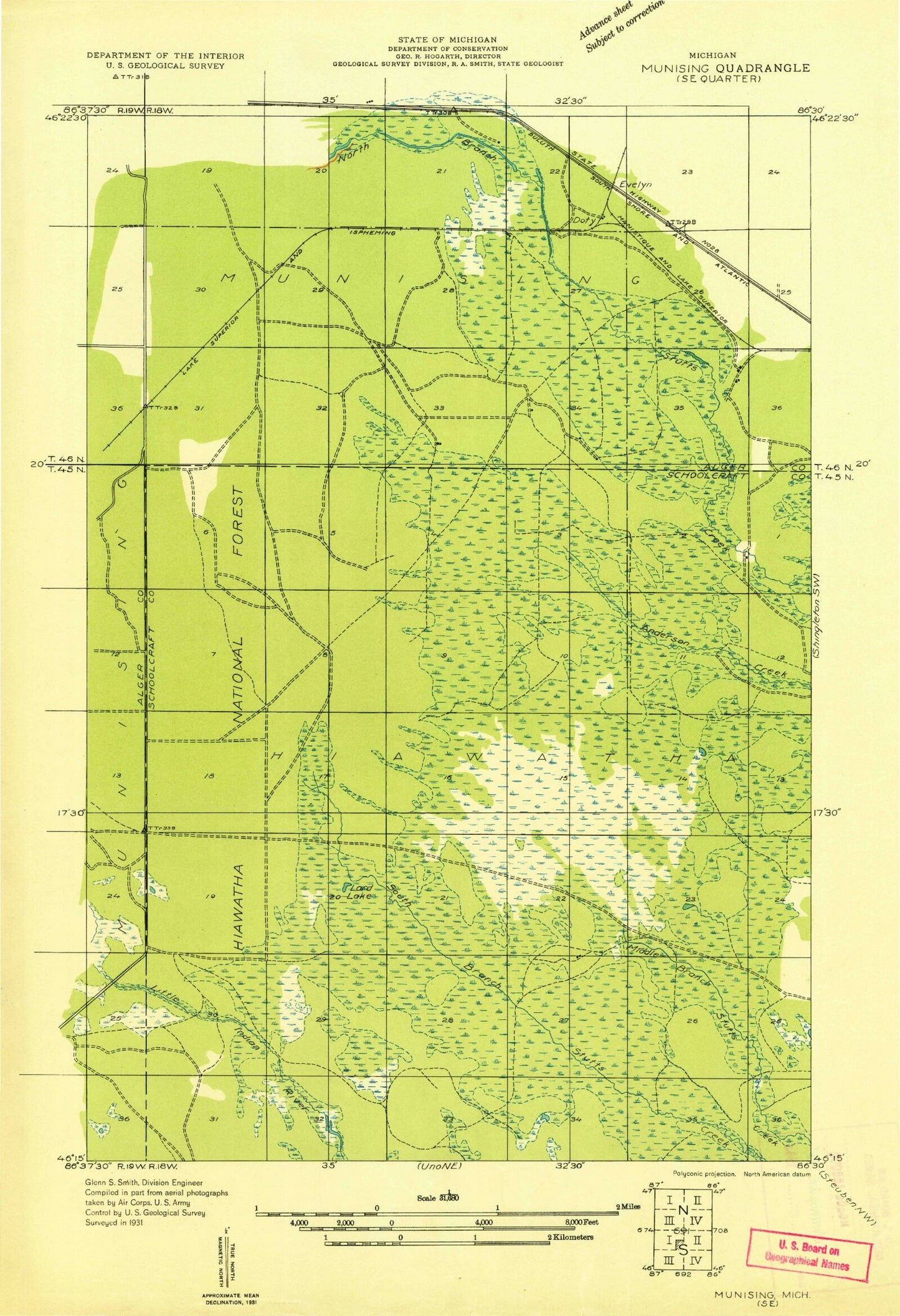 Classic USGS Juniper Michigan 7.5'x7.5' Topo Map Image