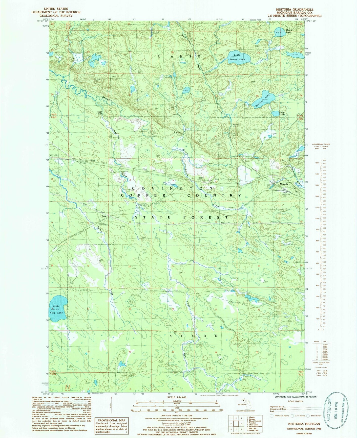 Classic USGS Nestoria Michigan 7.5'x7.5' Topo Map Image