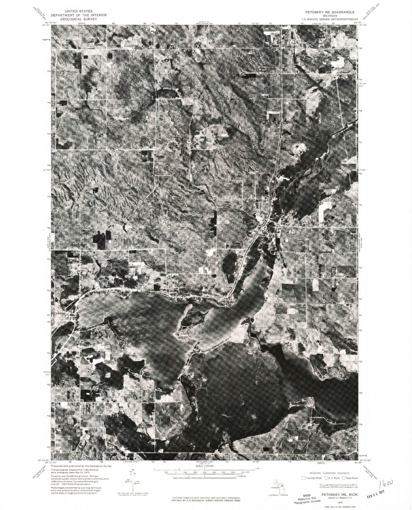 Classic USGS Alanson Michigan 7.5'x7.5' Topo Map Image