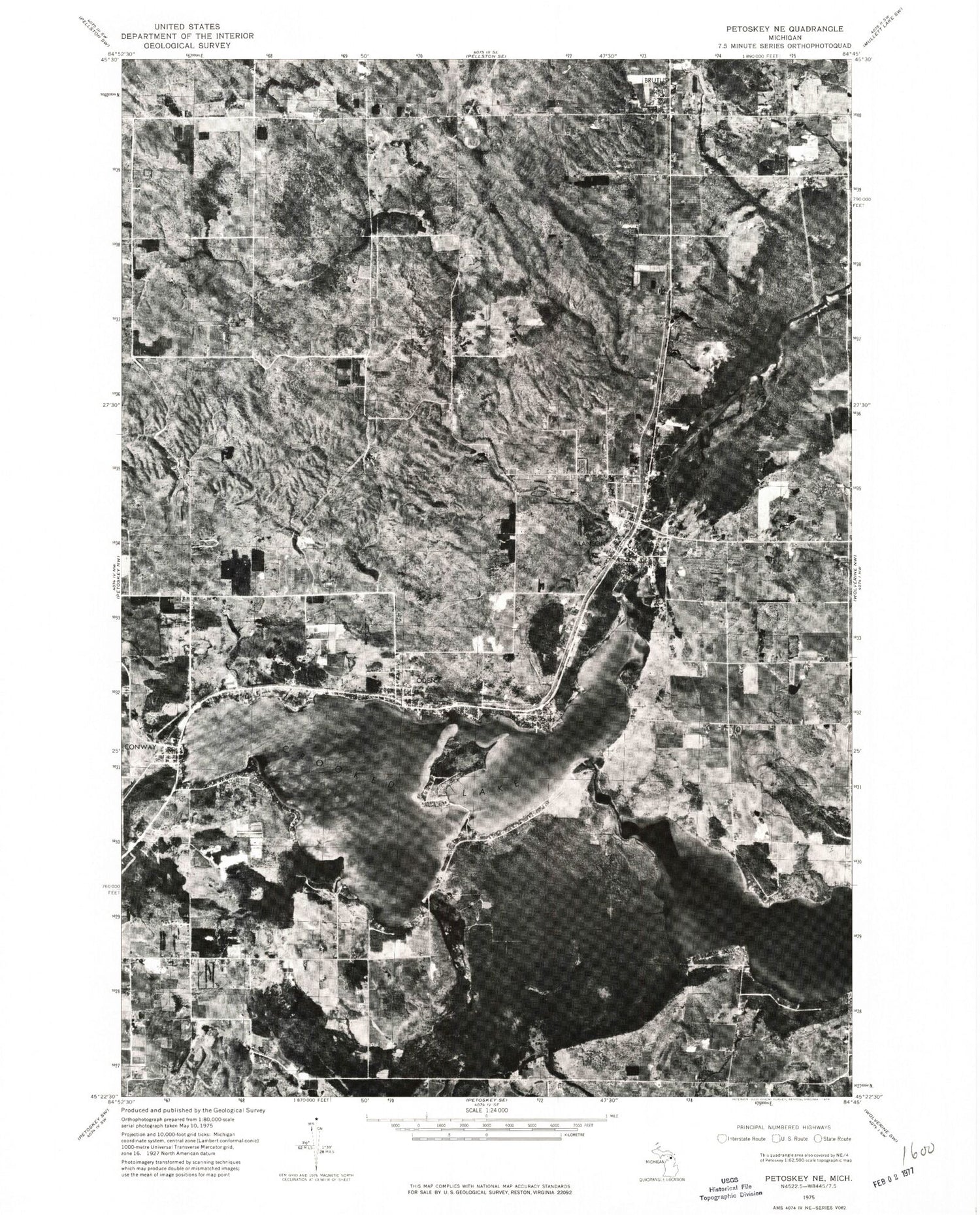 Classic USGS Alanson Michigan 7.5'x7.5' Topo Map Image