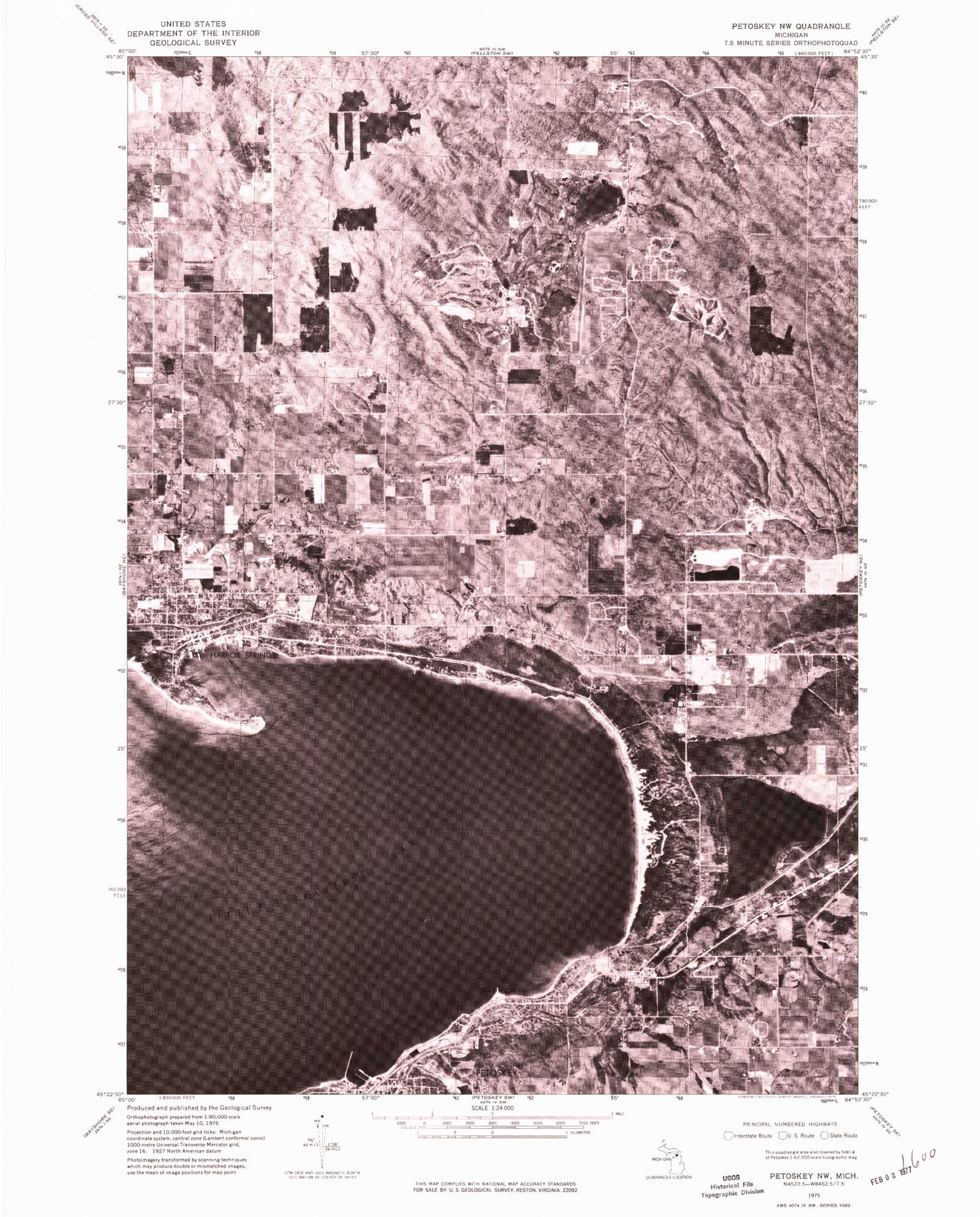 Classic USGS Harbor Springs Michigan 7.5'x7.5' Topo Map Image