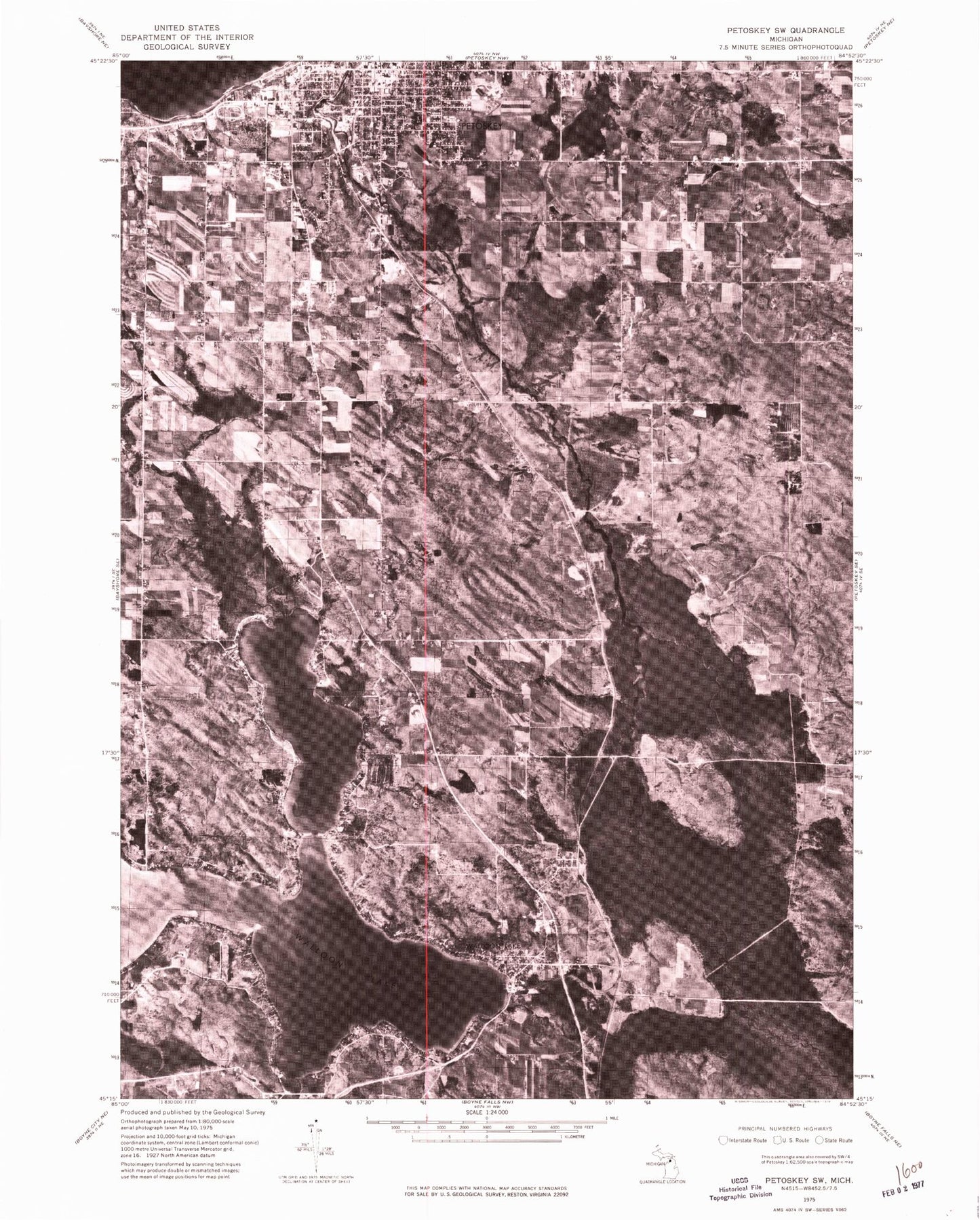 Classic USGS Petoskey Michigan 7.5'x7.5' Topo Map Image
