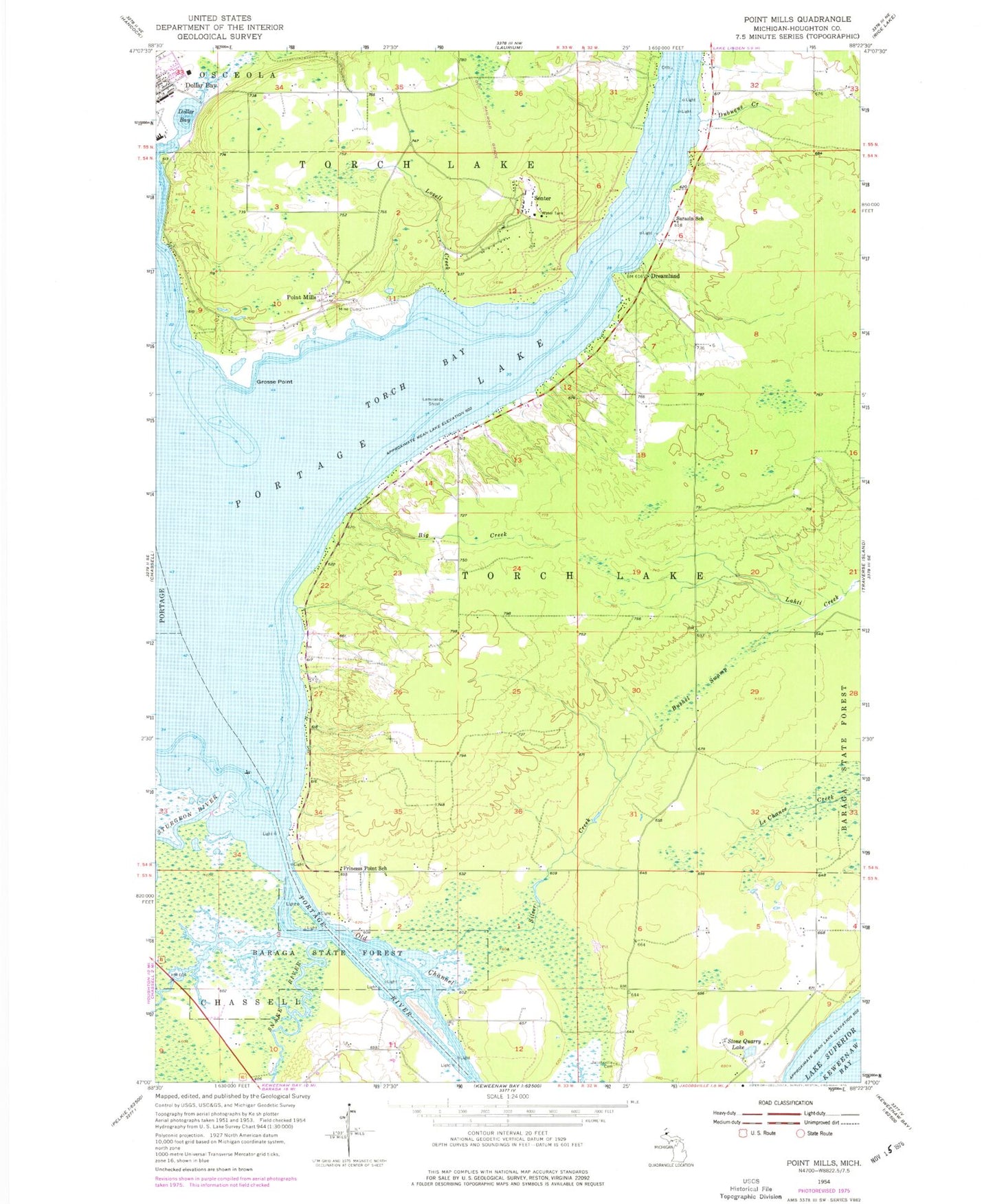 Classic USGS Point Mills Michigan 7.5'x7.5' Topo Map Image