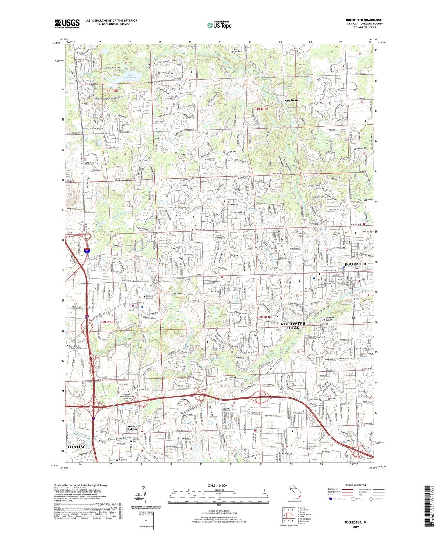 Rochester Michigan US Topo Map Image