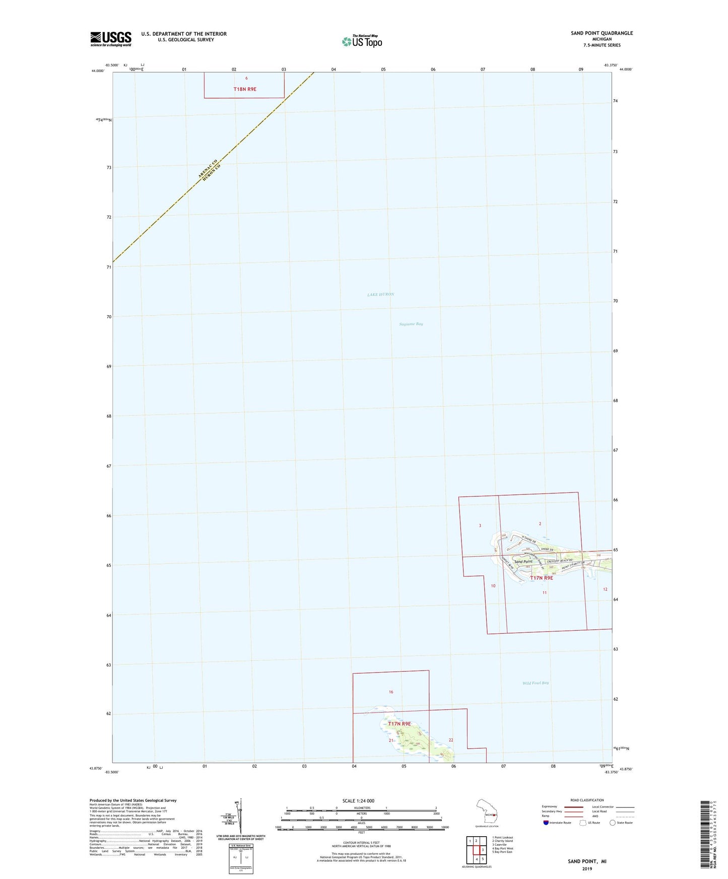 Sand Point Michigan US Topo Map Image
