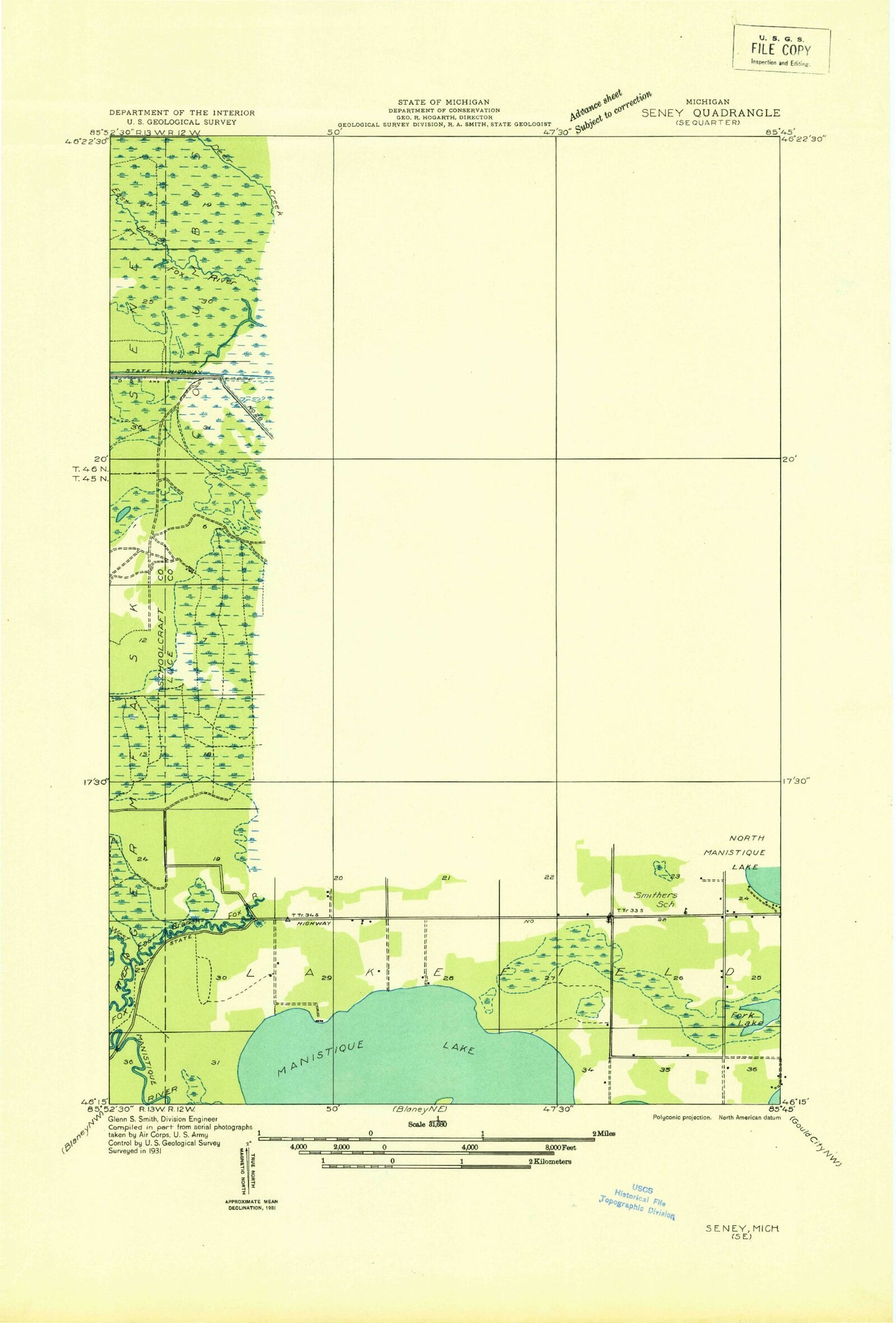 Classic USGS Hardwood Island Michigan 7.5'x7.5' Topo Map Image