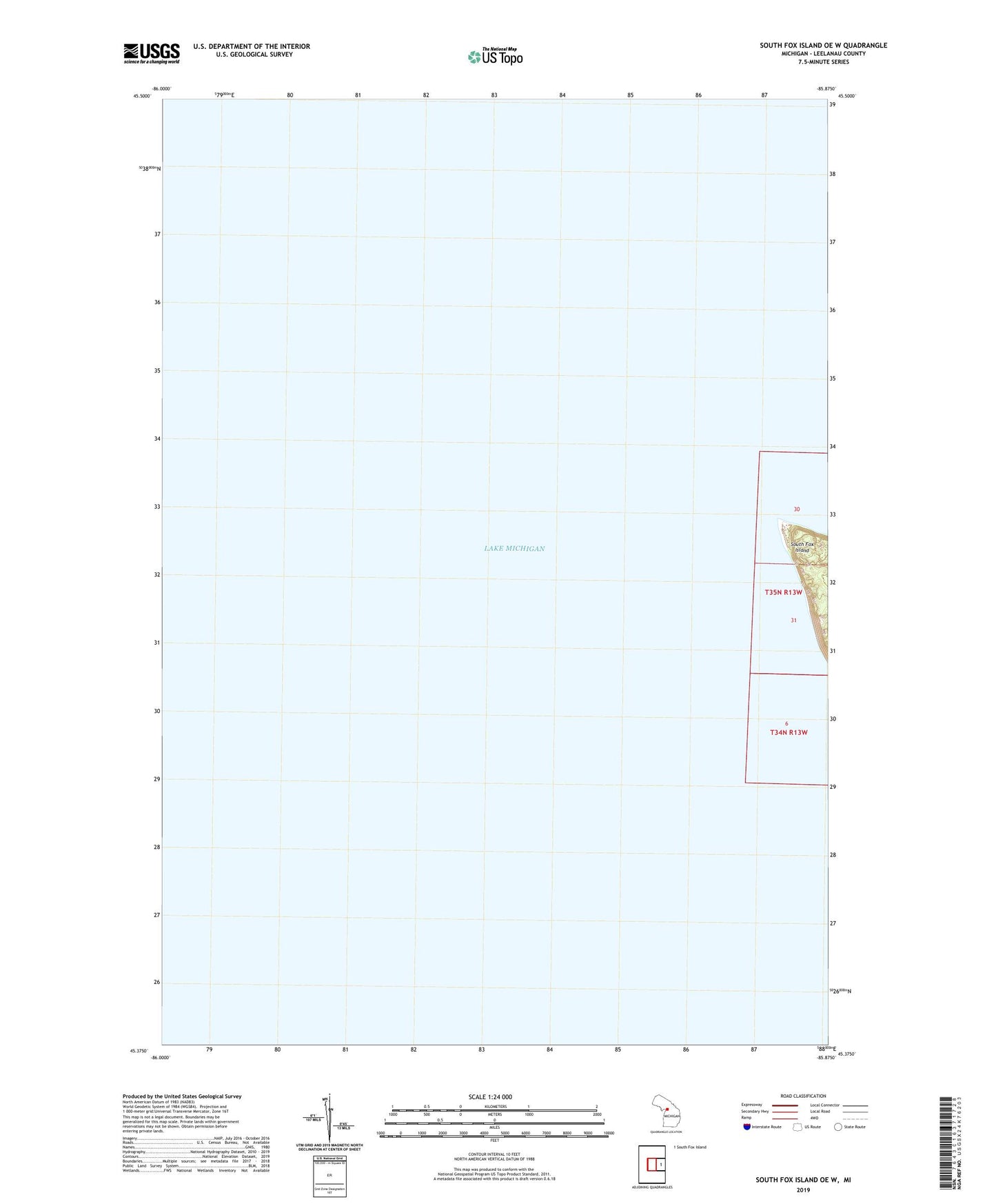 South Fox Island OE W Michigan US Topo Map Image
