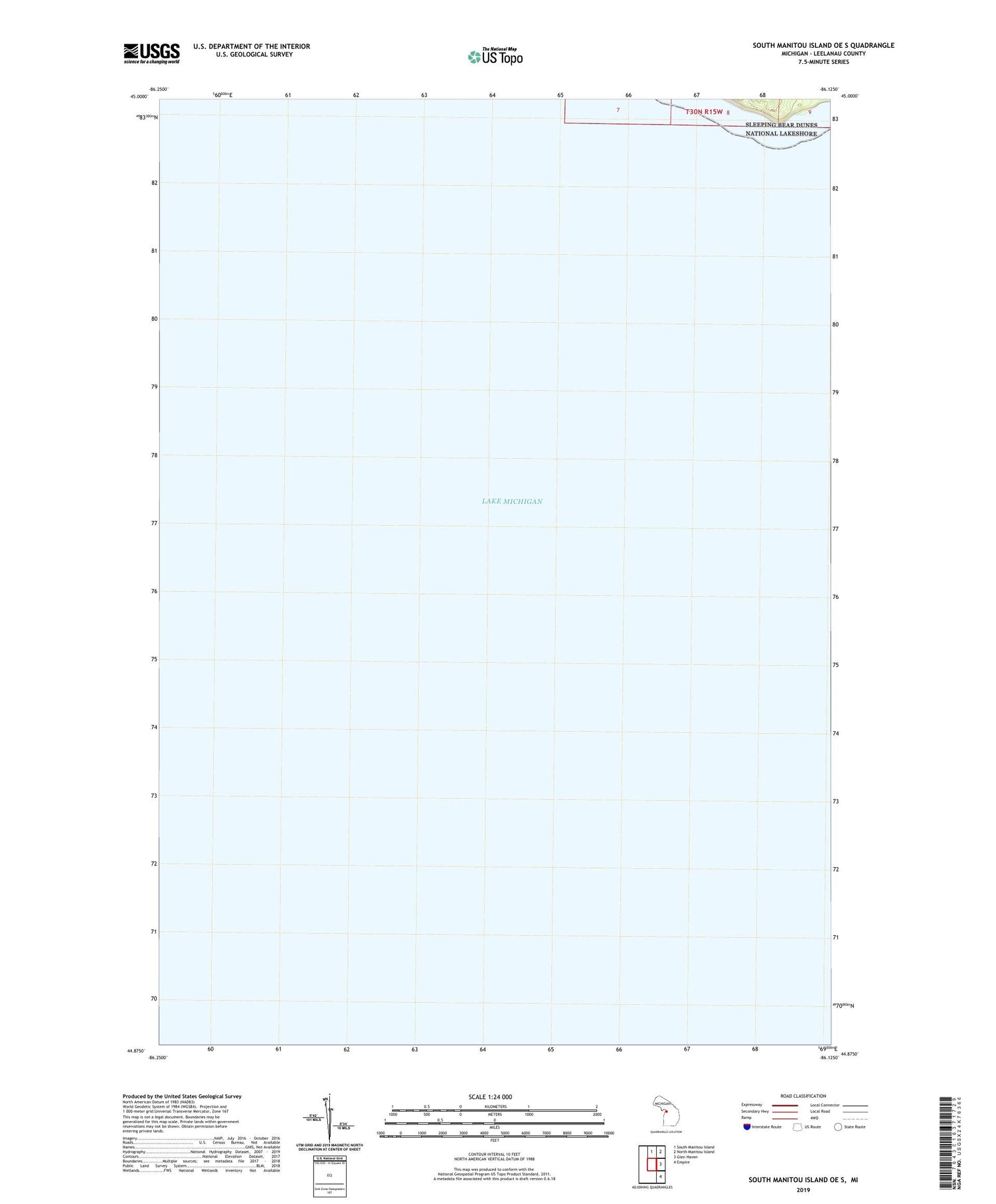 South Manitou Island OE S Michigan US Topo Map Image