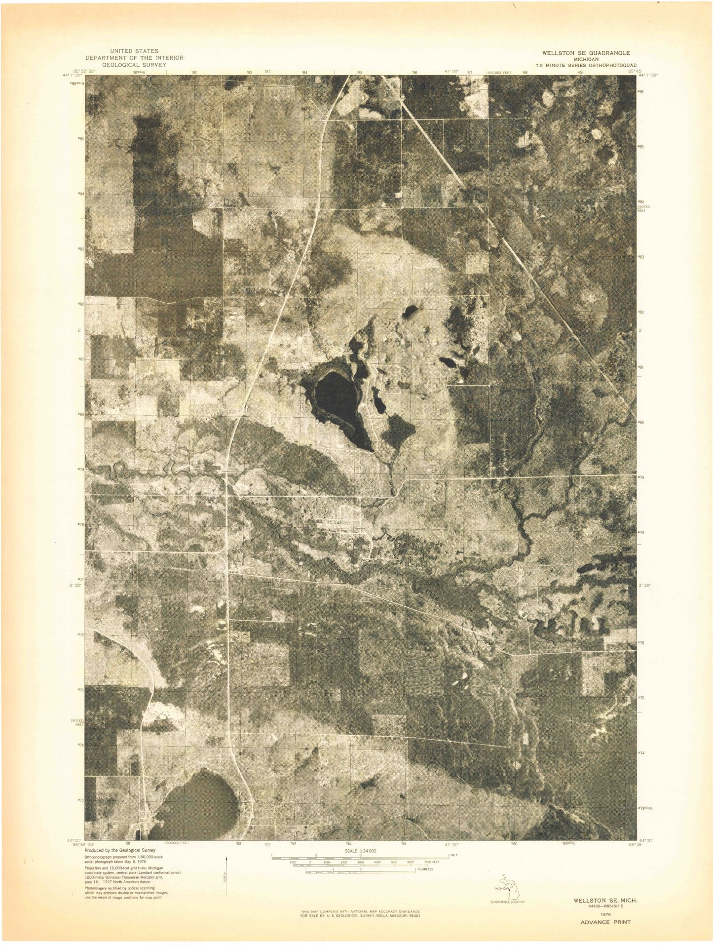 Classic USGS Stewart Lake Michigan 7.5'x7.5' Topo Map Image