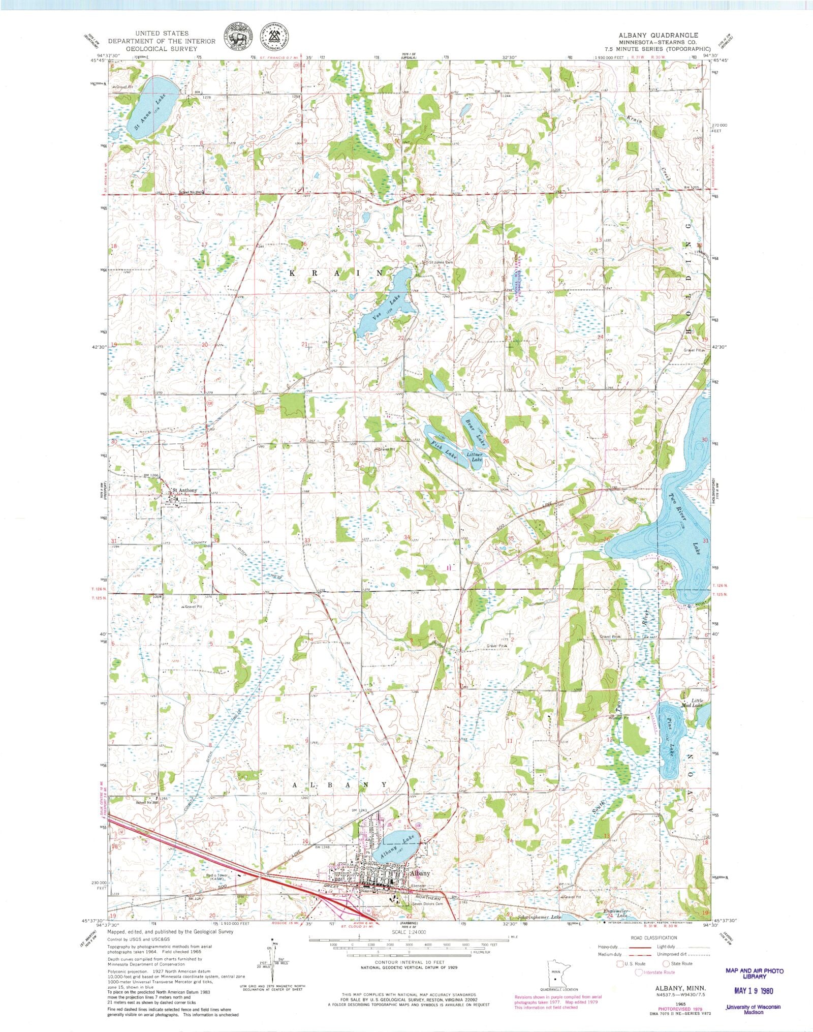 Classic USGS Albany Minnesota 7.5'x7.5' Topo Map MyTopo Map Store