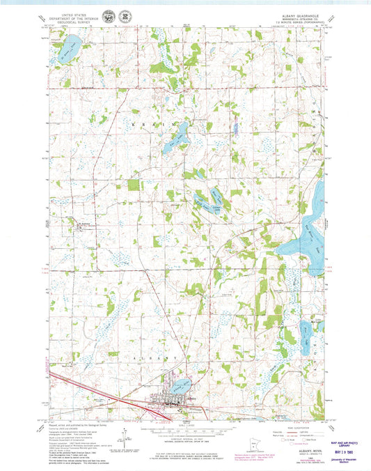 Classic USGS Albany Minnesota 7.5'x7.5' Topo Map Image